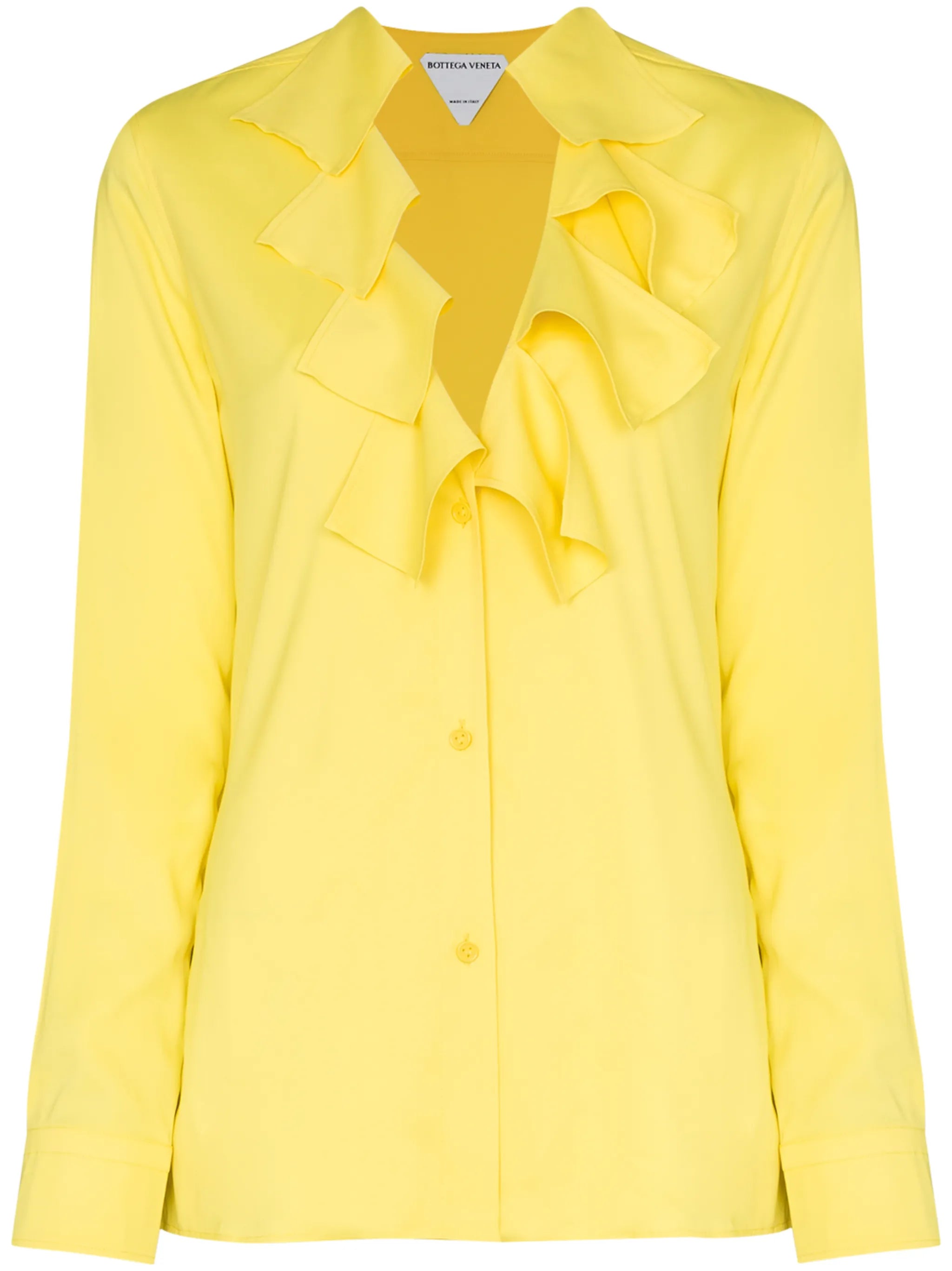 ruffled neck buttoned blouse