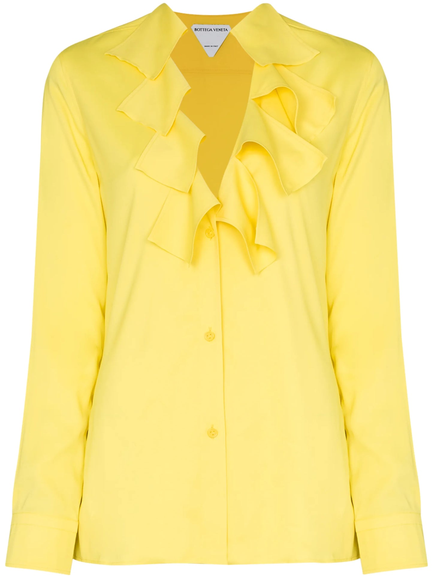 ruffled neck buttoned blouse