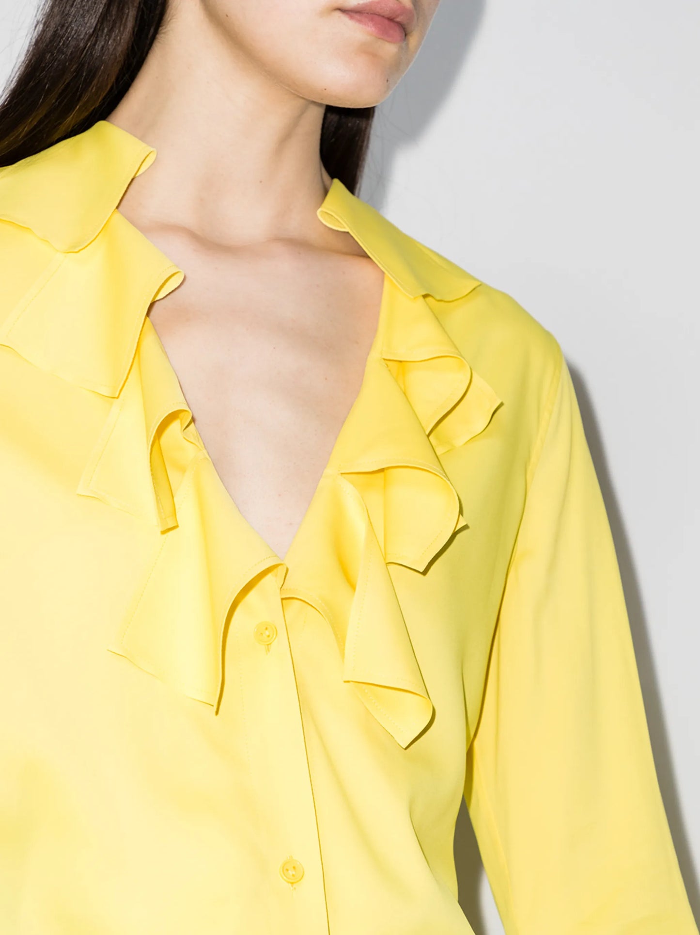 ruffled neck buttoned blouse