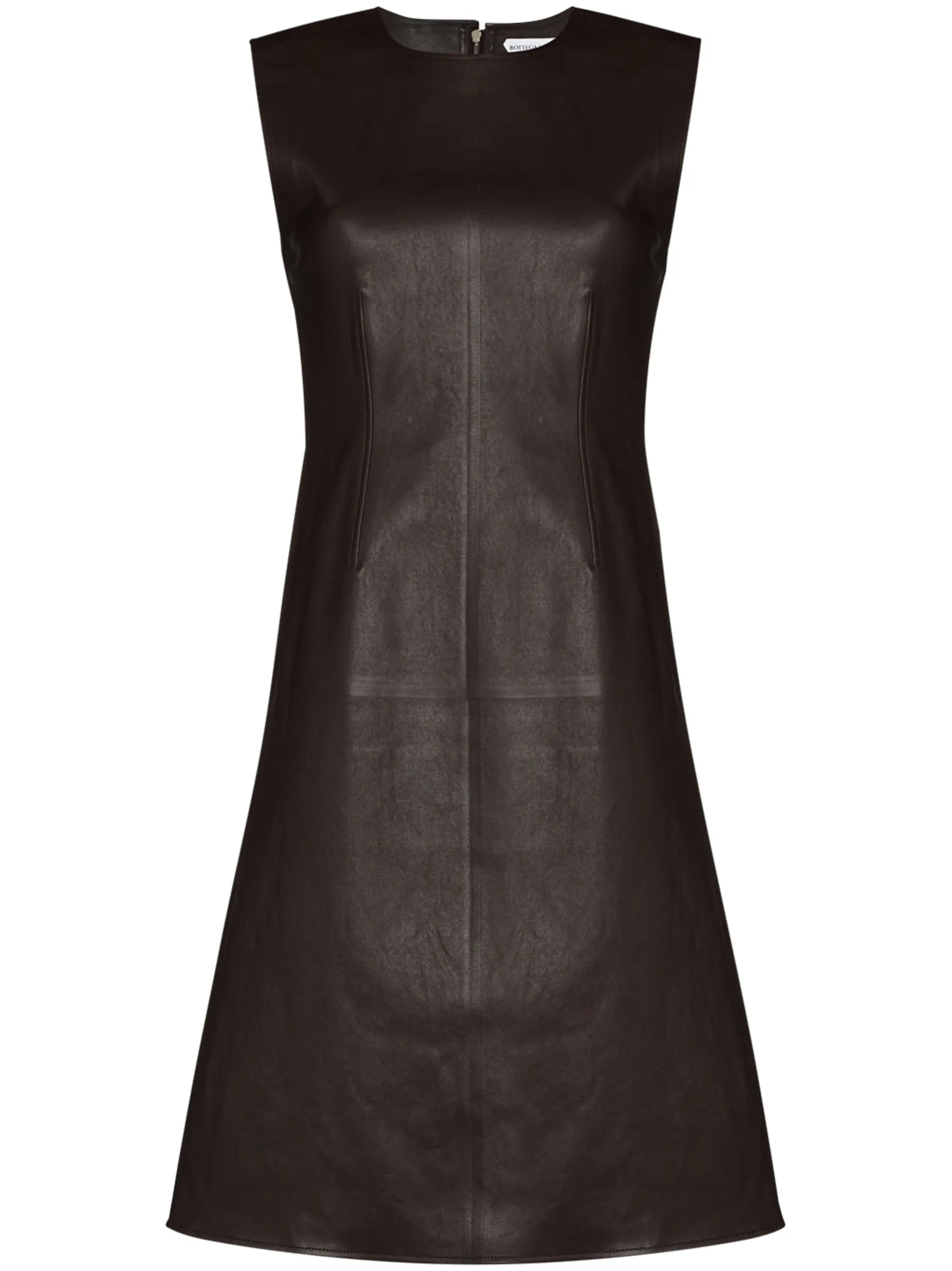 sleeveless A-line leather dress