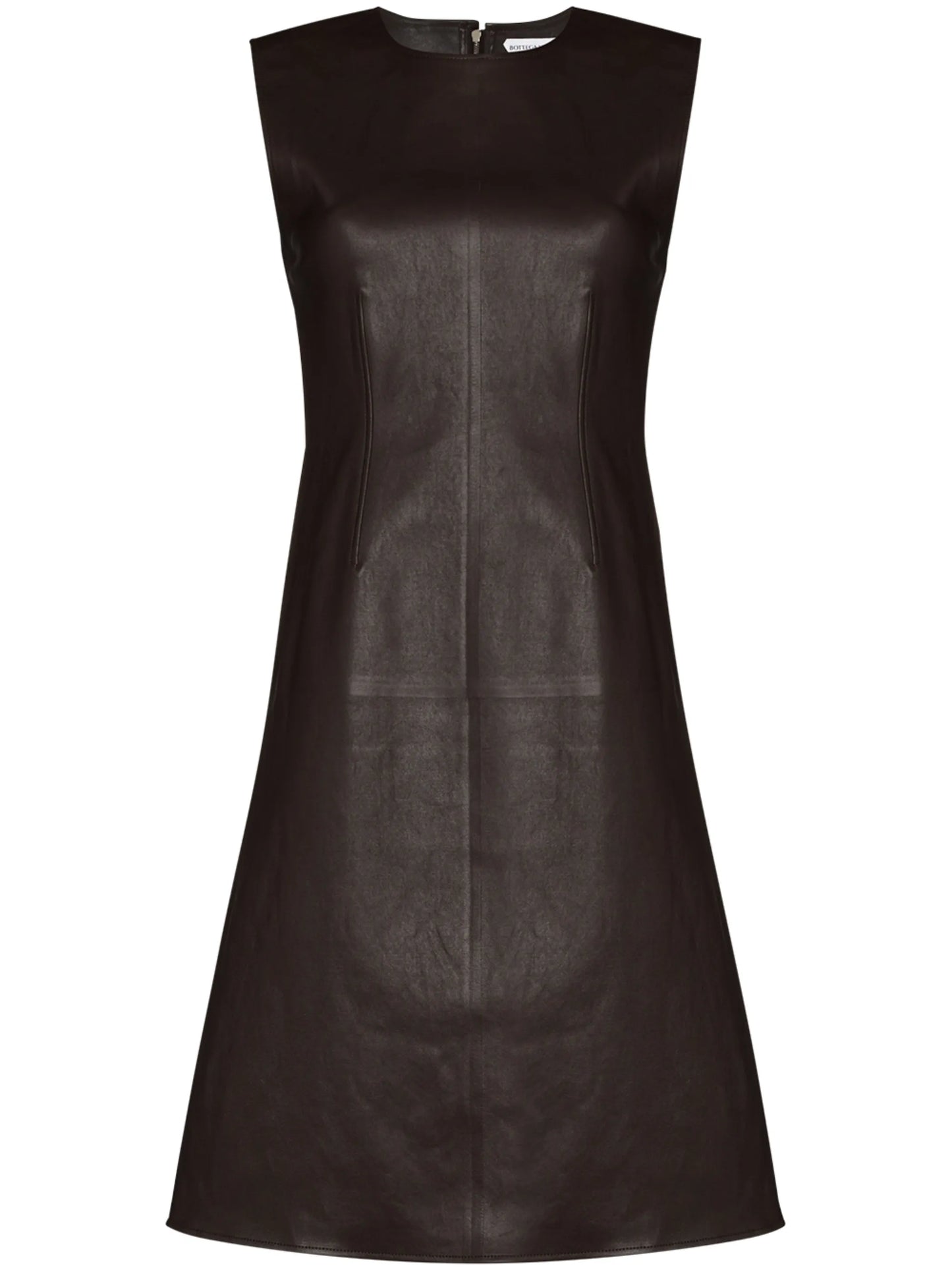 sleeveless A-line leather dress