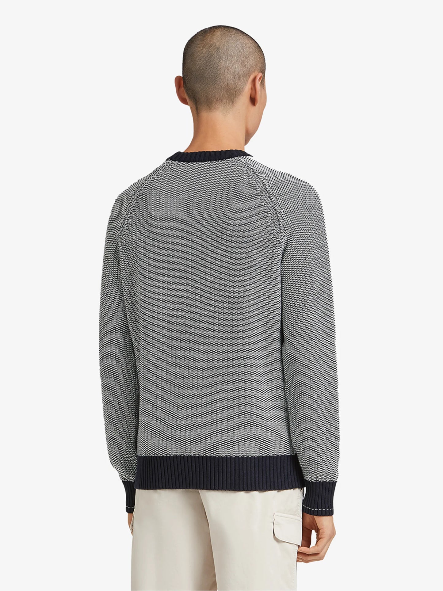 crew-neck two-tone jumper
