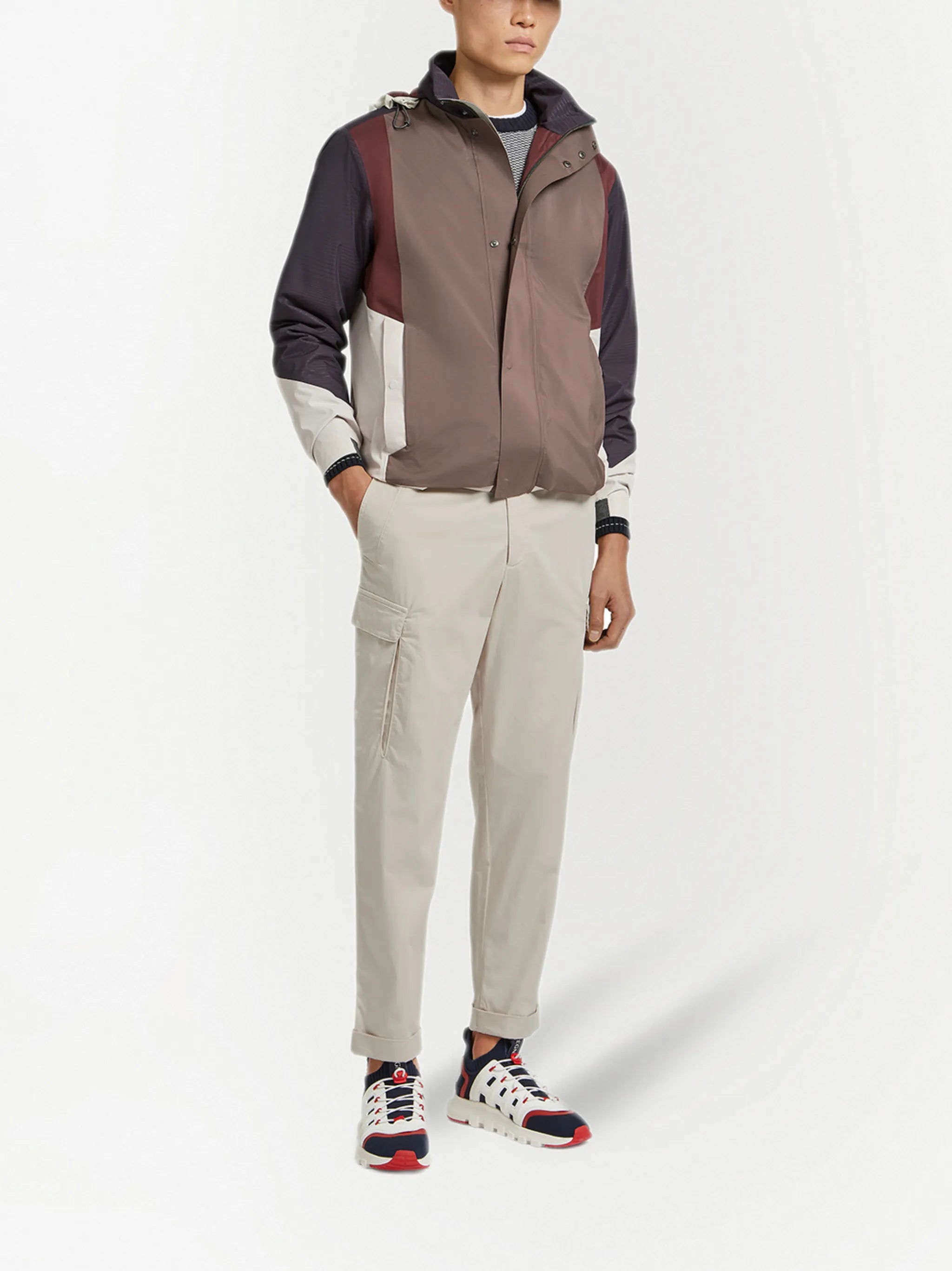crew-neck two-tone jumper