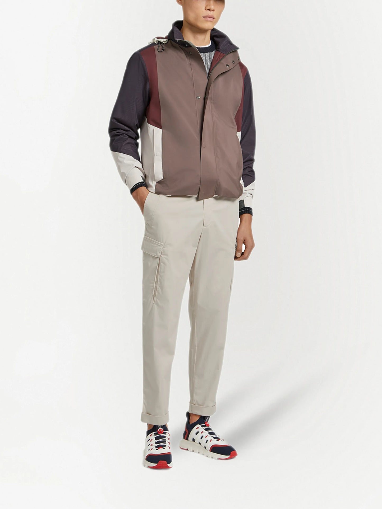crew-neck two-tone jumper