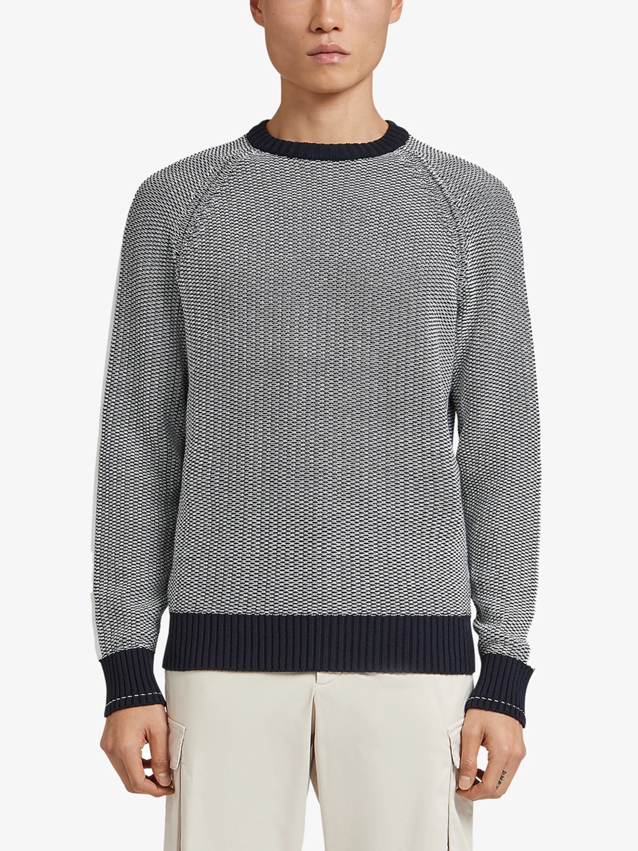crew-neck two-tone jumper