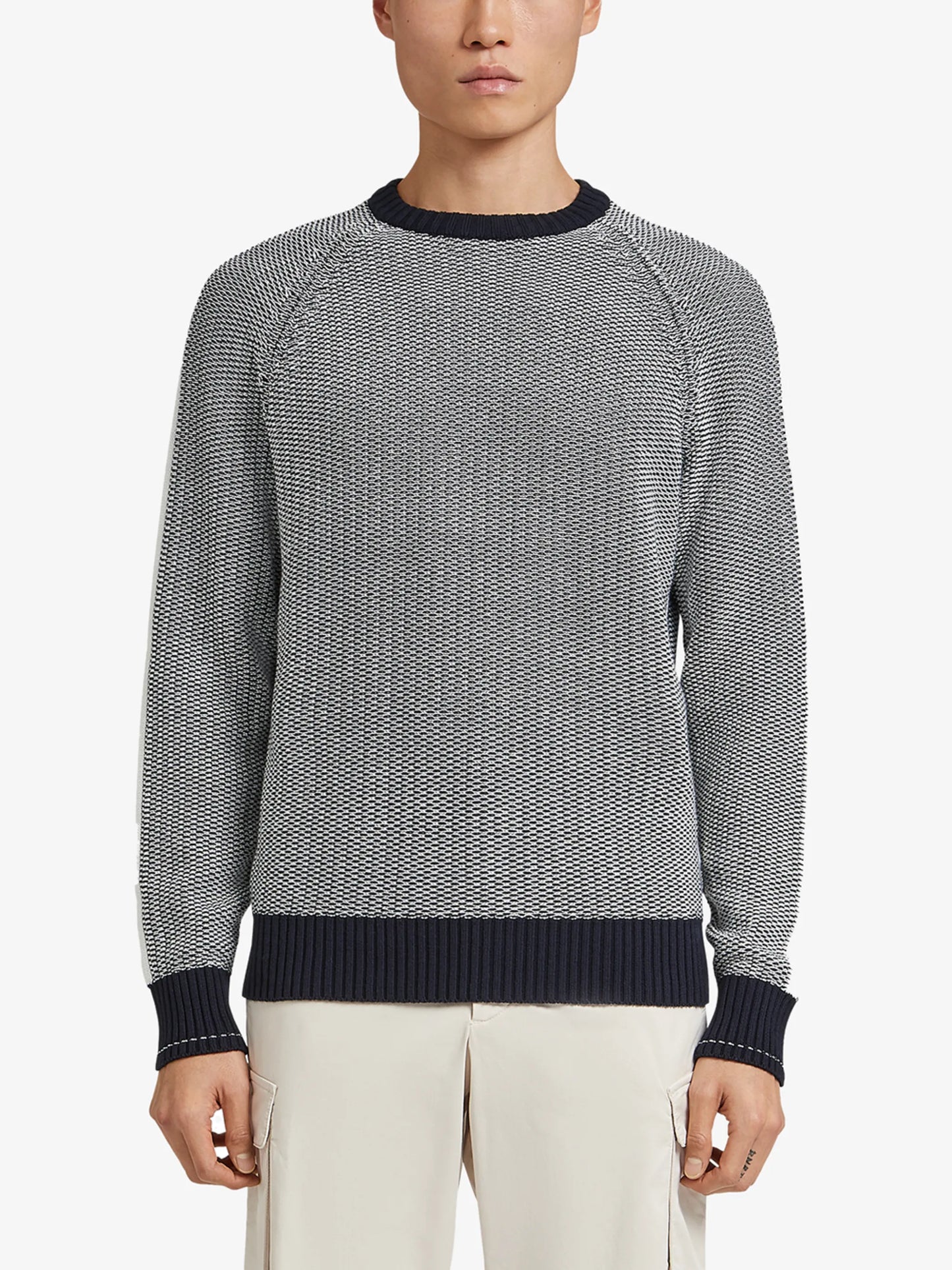 crew-neck two-tone jumper
