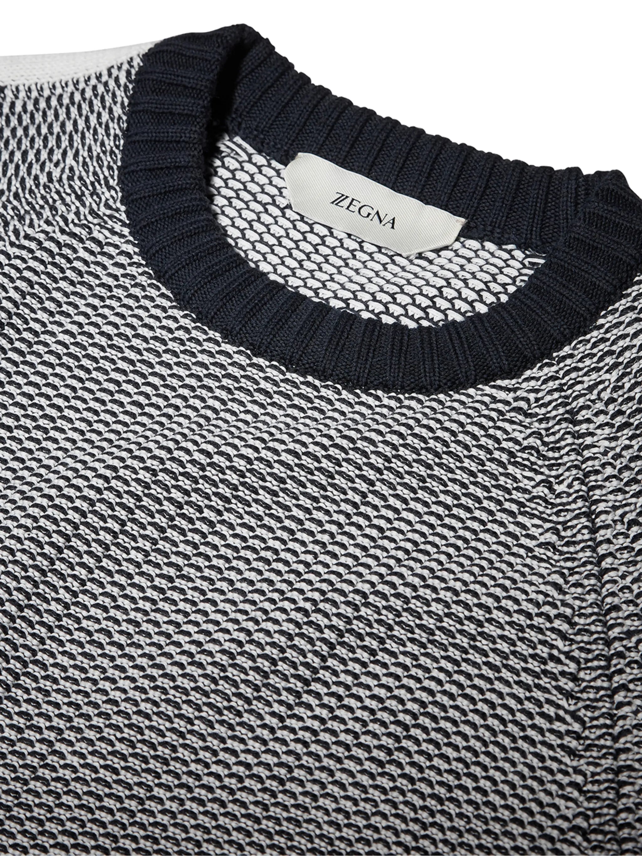crew-neck two-tone jumper