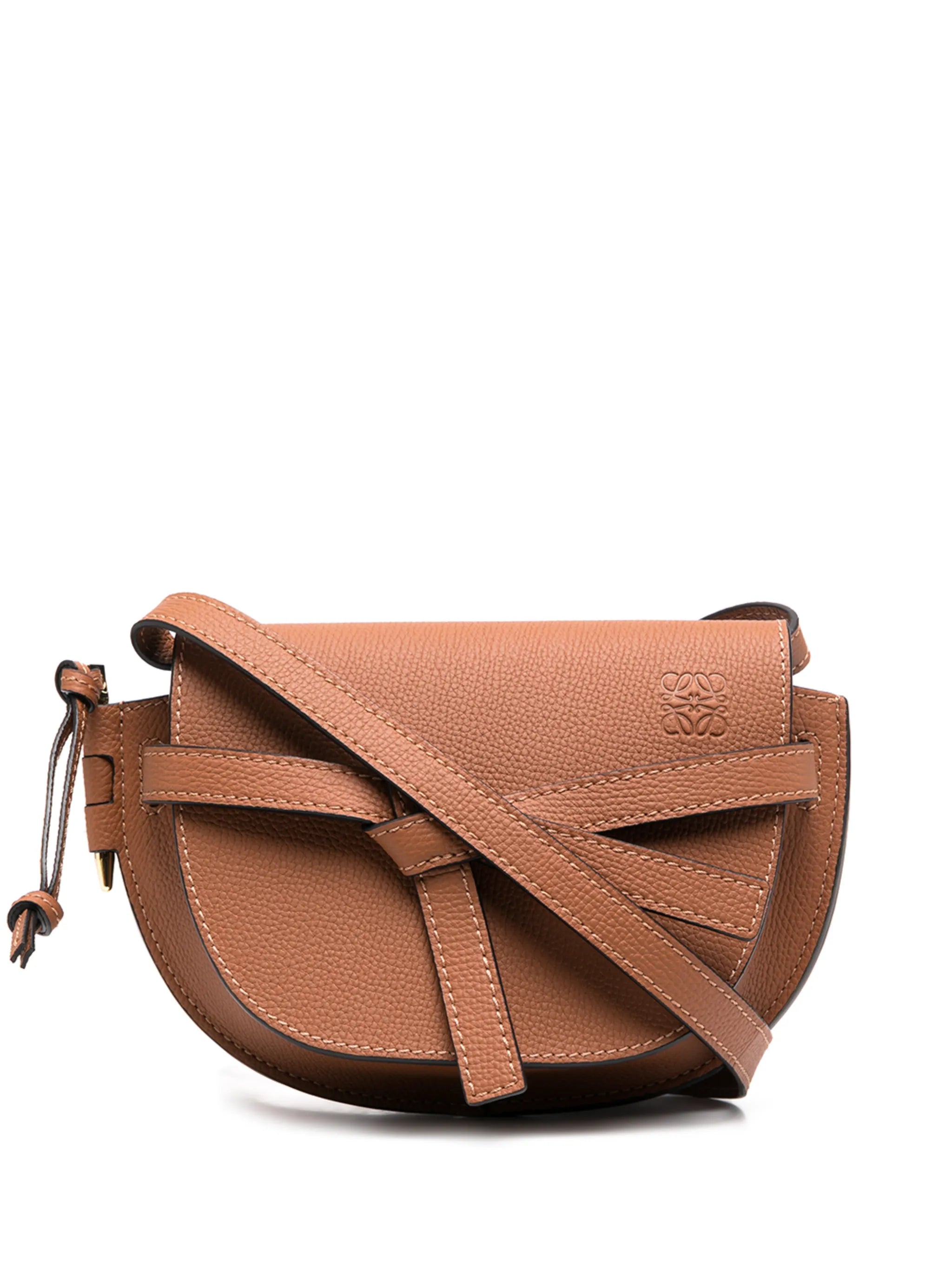 knot-detail debossed-logo crossbody bag