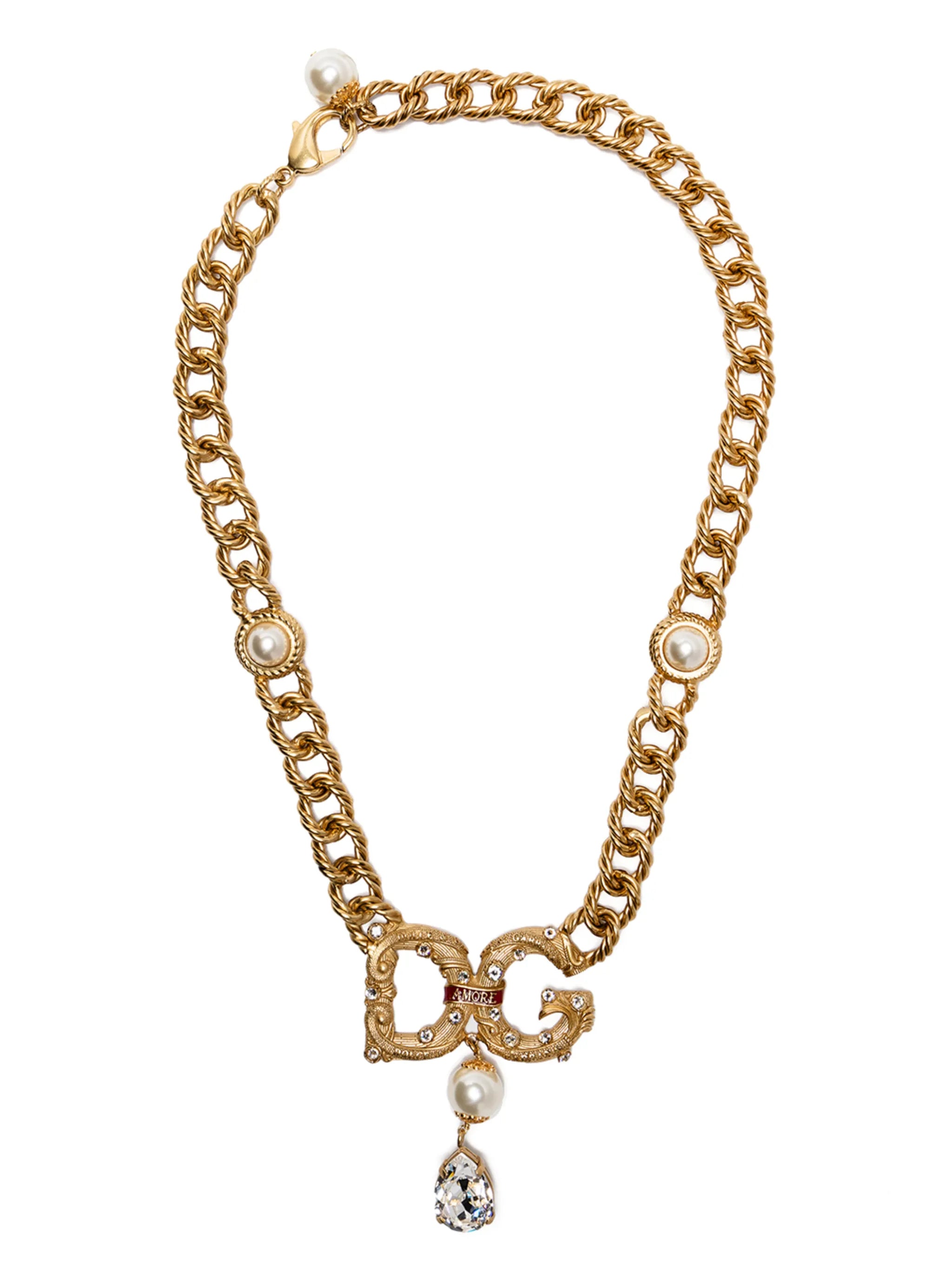 logo-plaque chain-link necklace