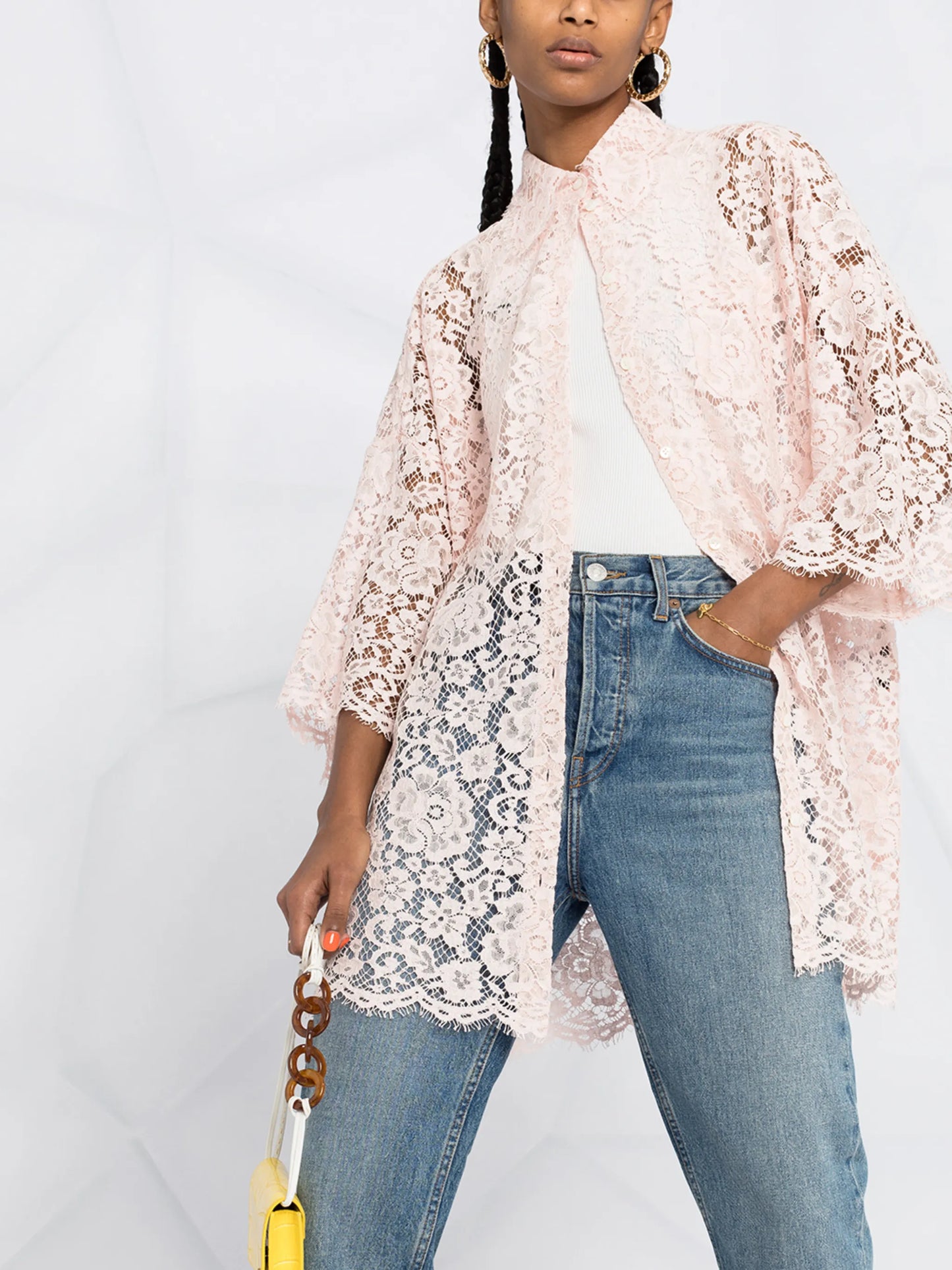 boxy-fit lace blouse