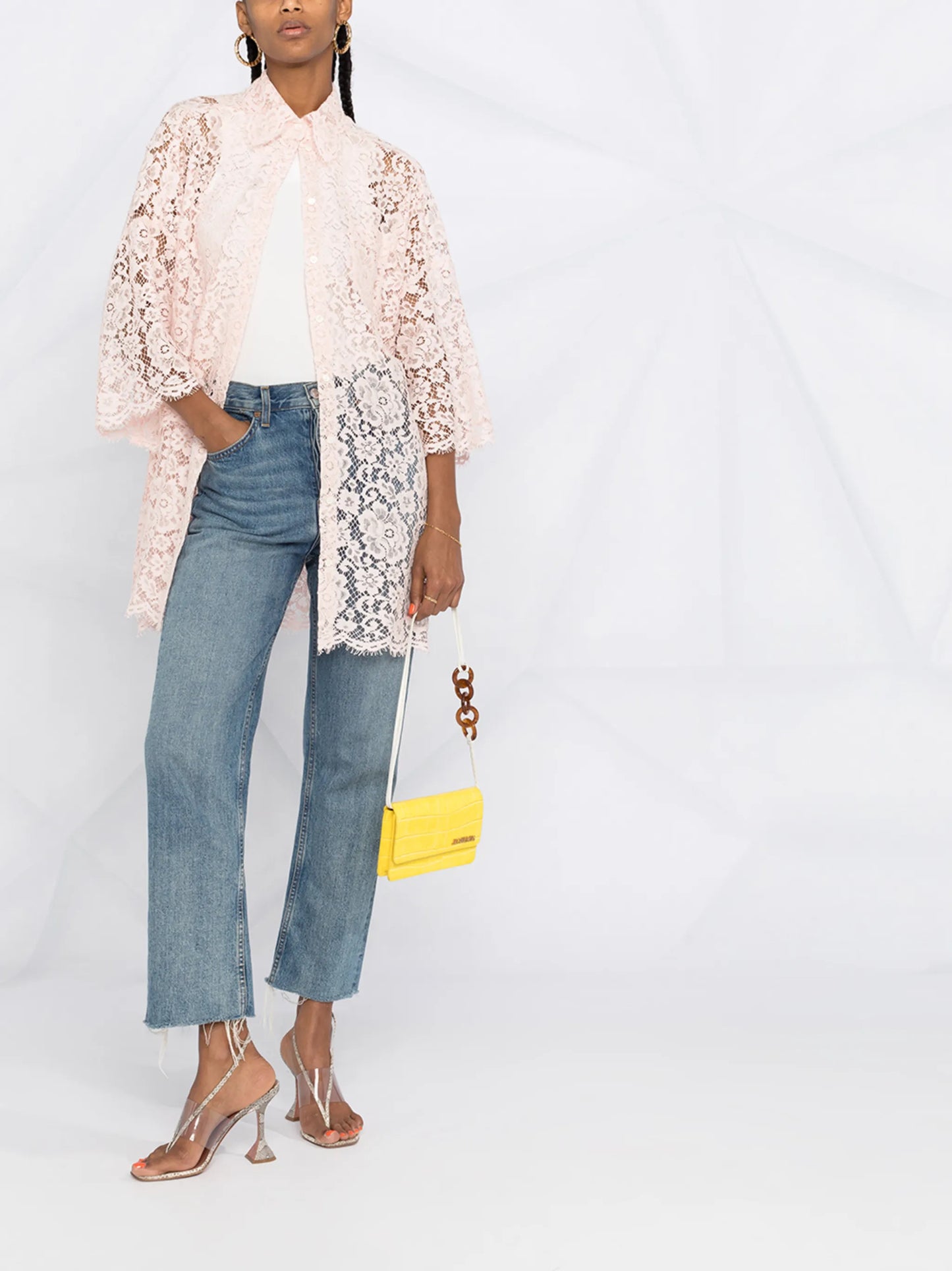 boxy-fit lace blouse