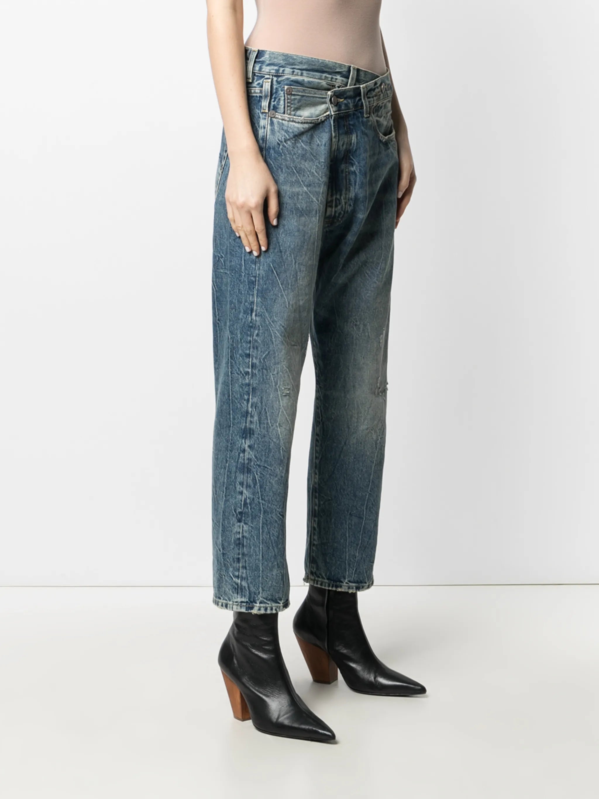 crossover high-rise jeans
