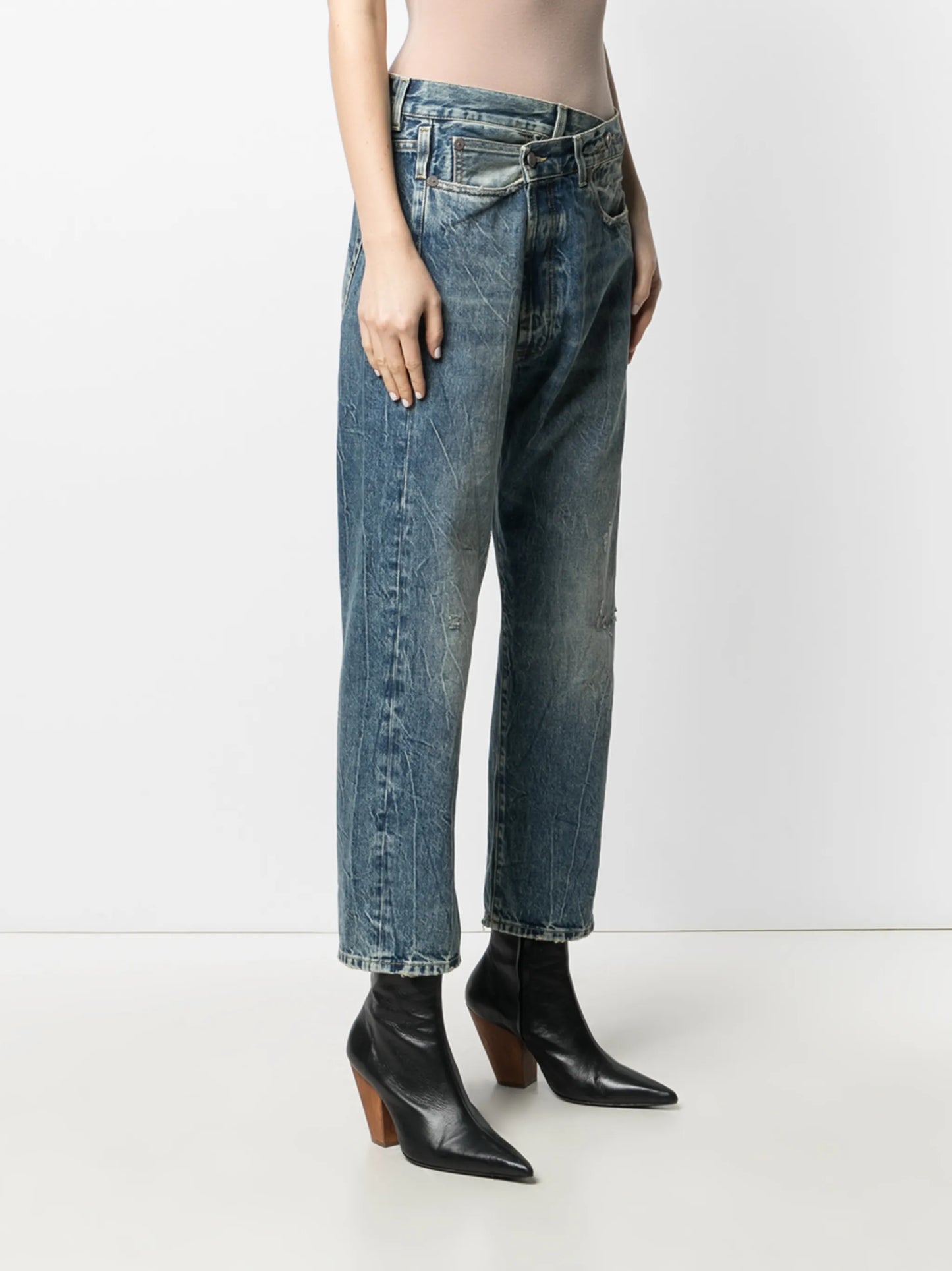 crossover high-rise jeans