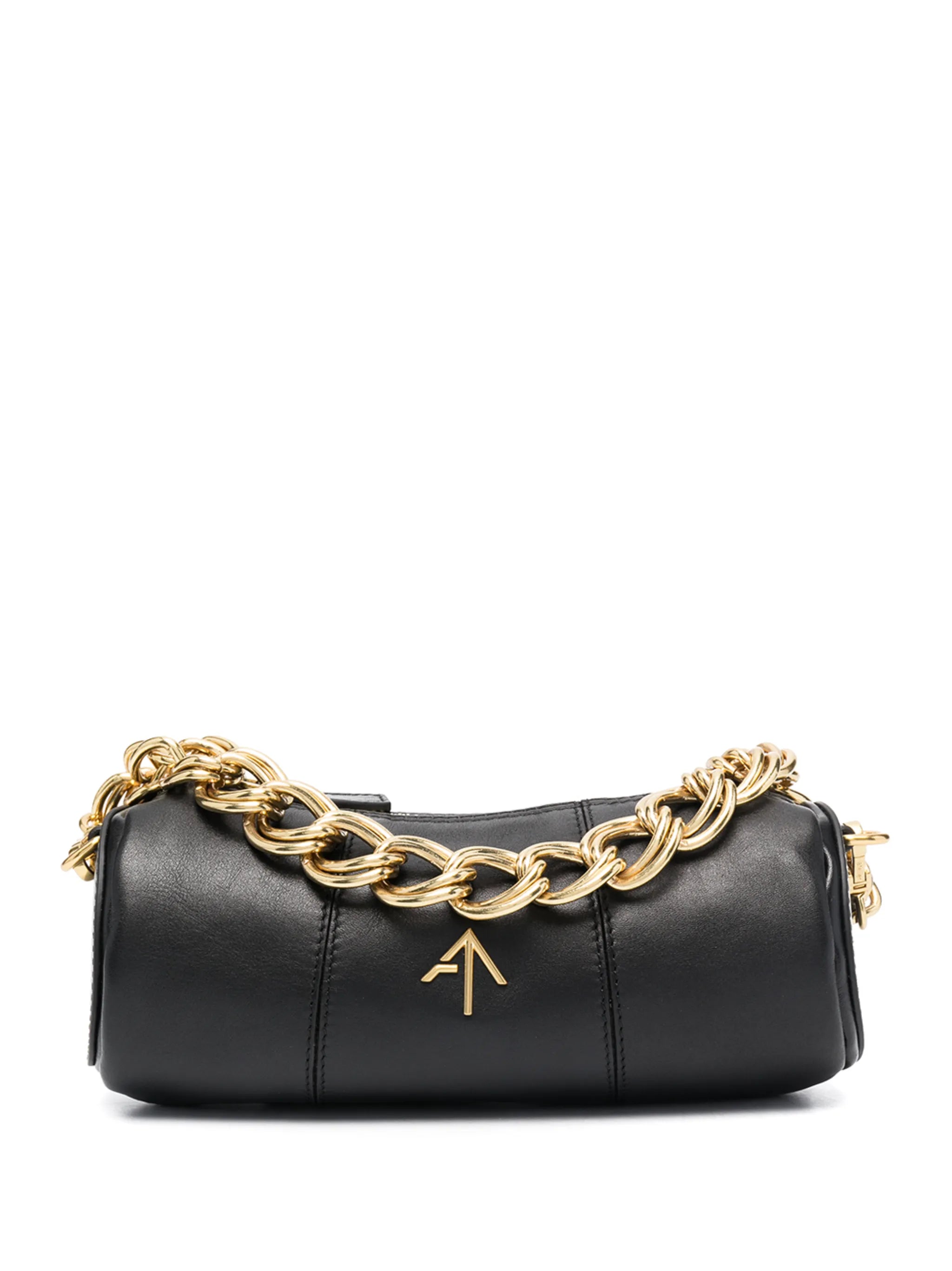 Cylinder leather shoulder bag
