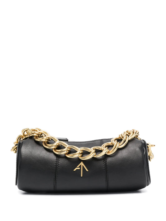 Cylinder leather shoulder bag