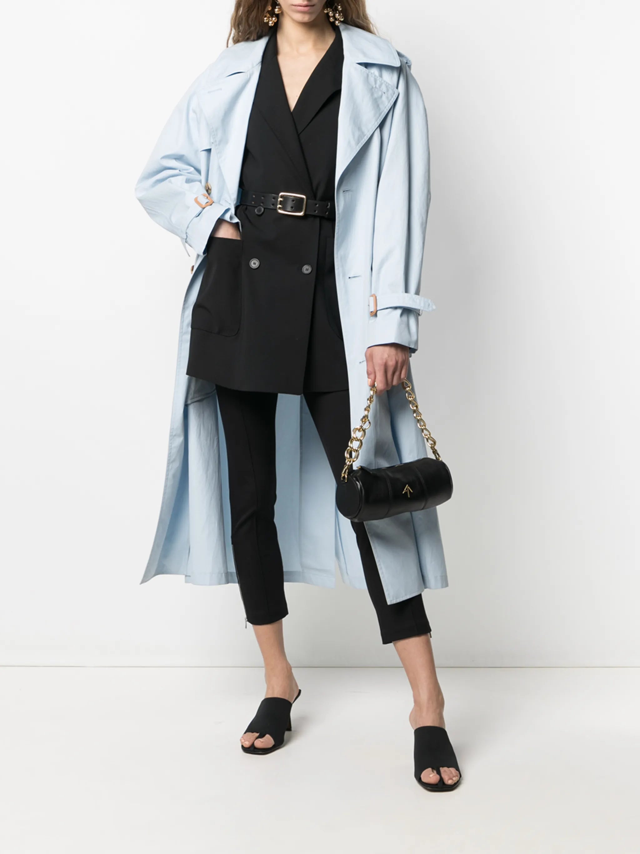 Cylinder leather shoulder bag