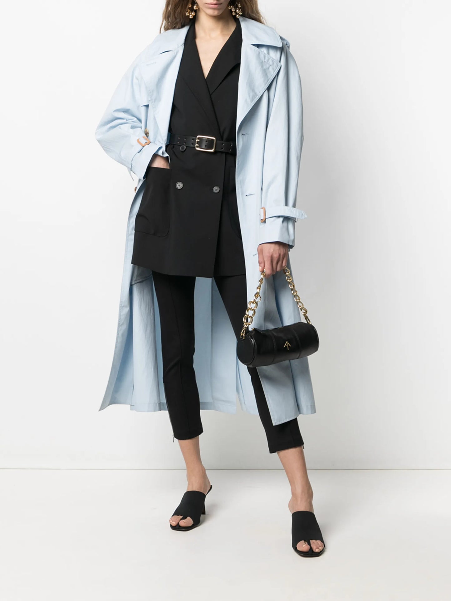 Cylinder leather shoulder bag