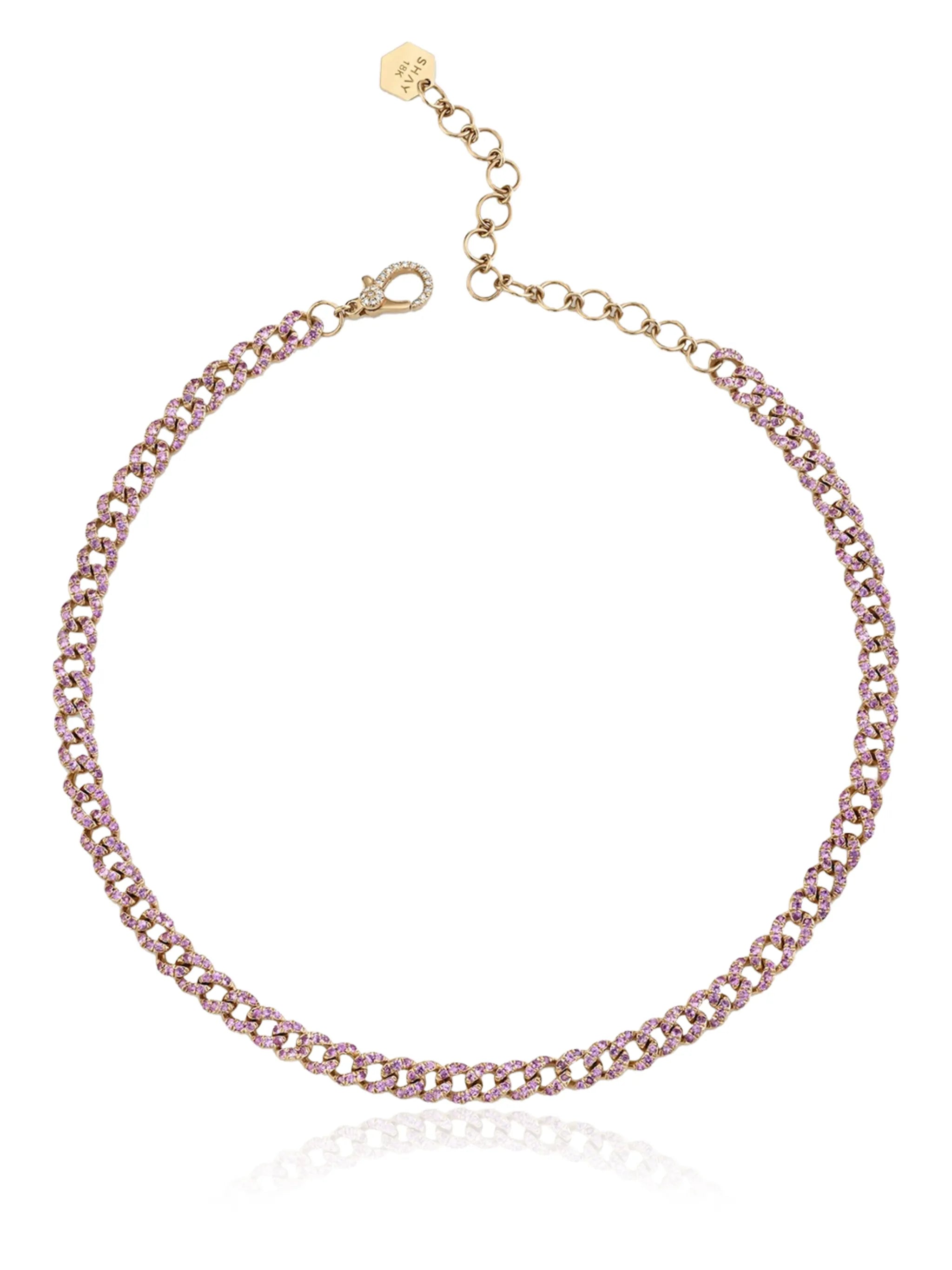 18kt rose gold mini pavé link sapphire choker