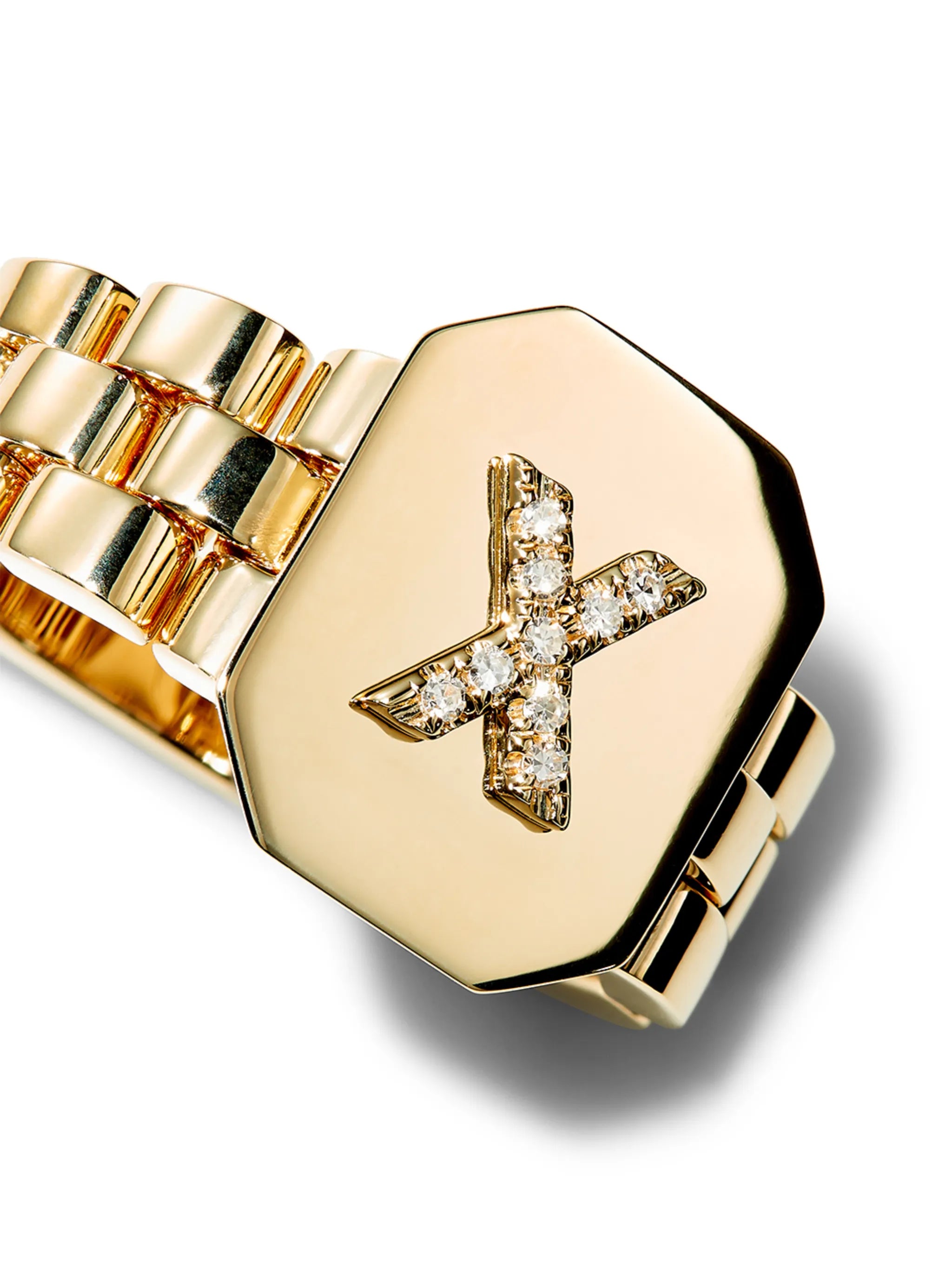 18kt yellow gold and diamond signet ring