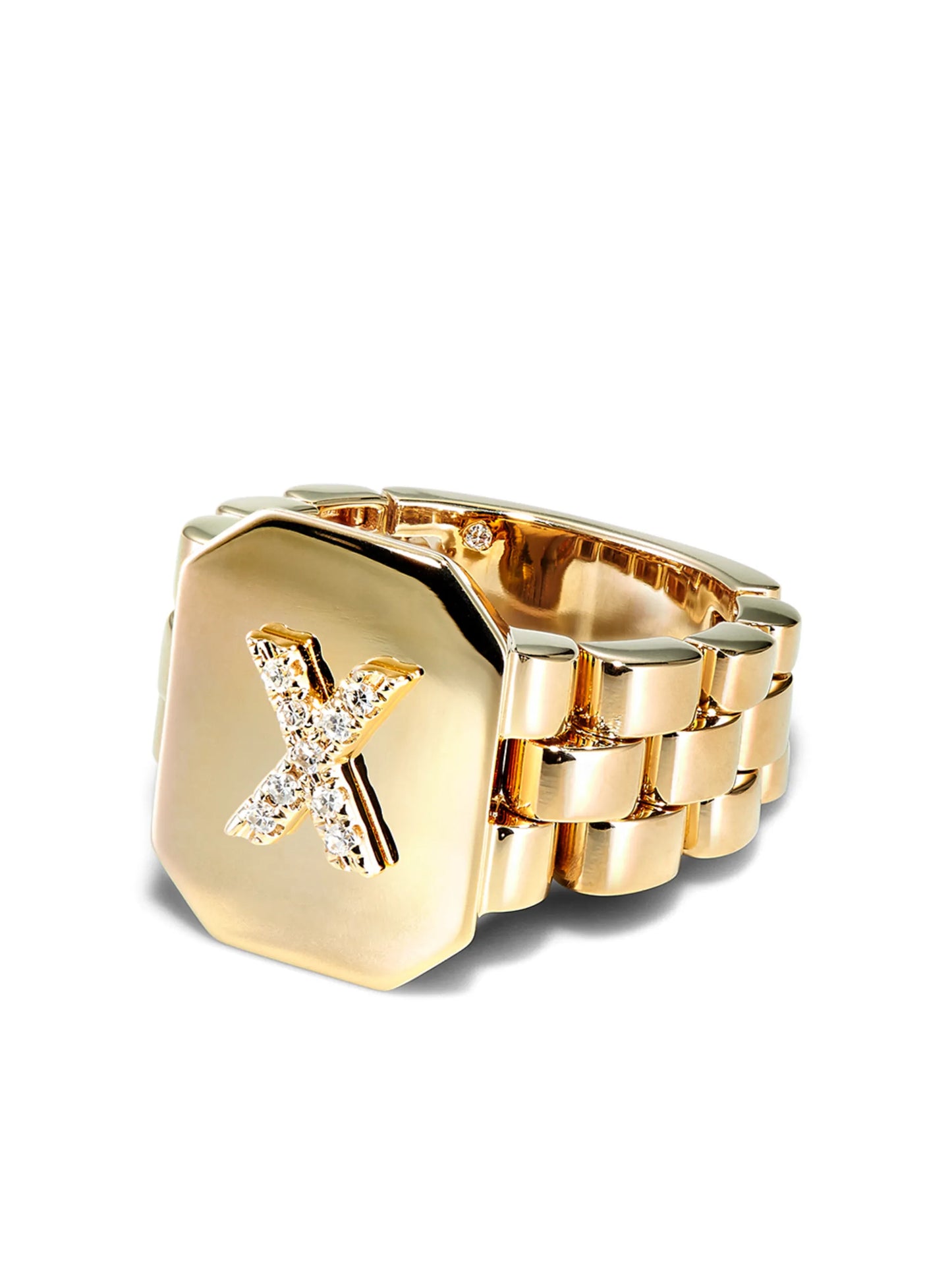 18kt yellow gold and diamond signet ring