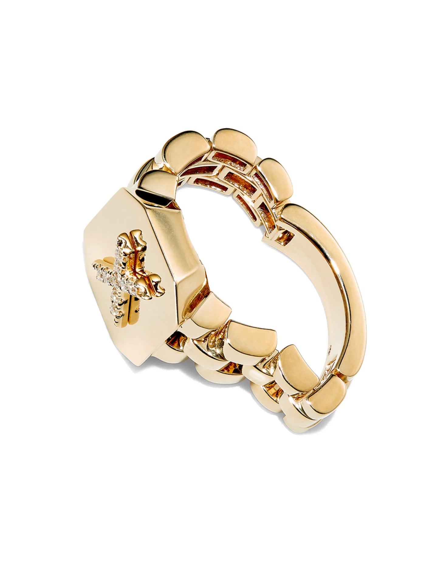 18kt yellow gold and diamond signet ring