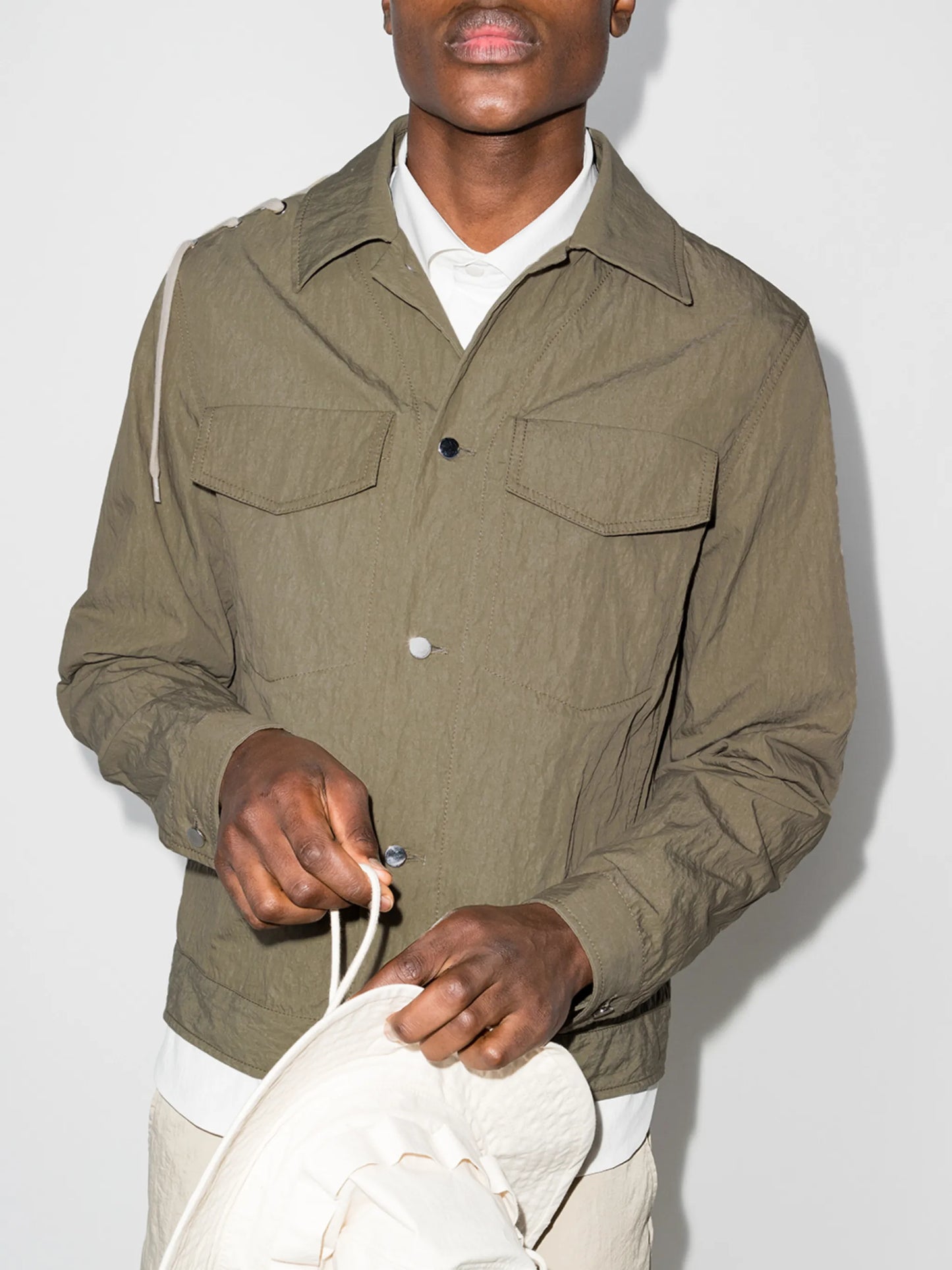 laced-detail shirt jacket