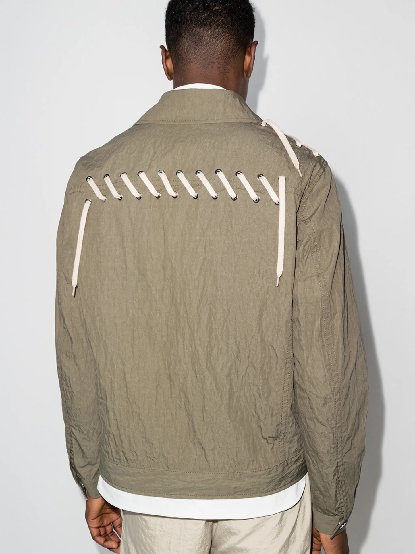 laced-detail shirt jacket