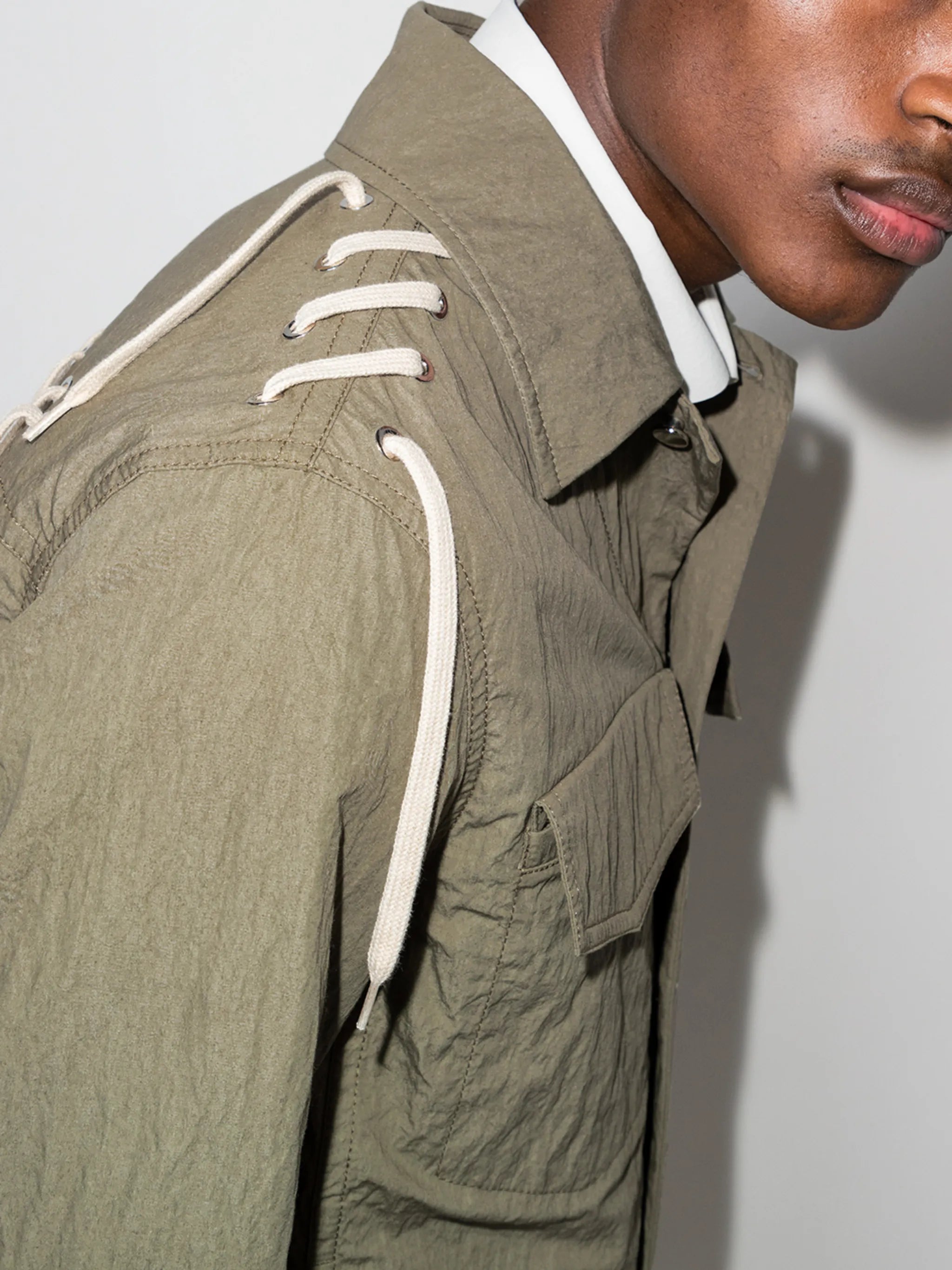 laced-detail shirt jacket