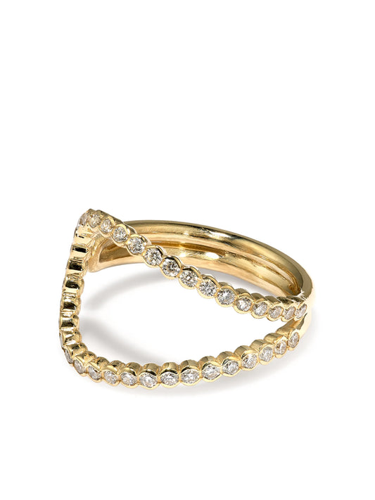 18kt yellow gold Wave diamond ring