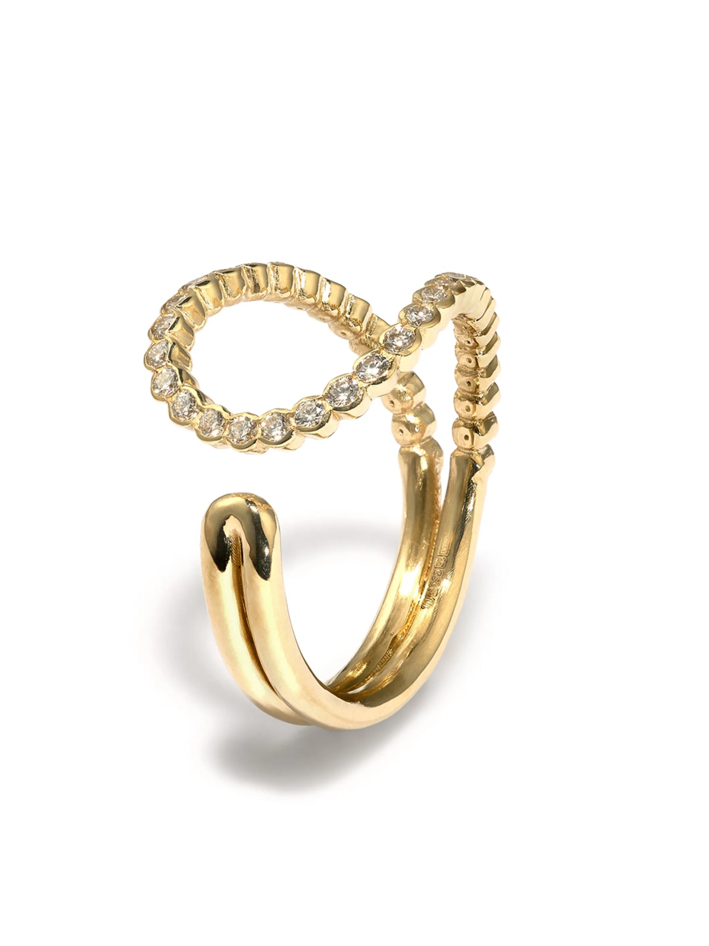 18kt yellow gold Wave diamond ring