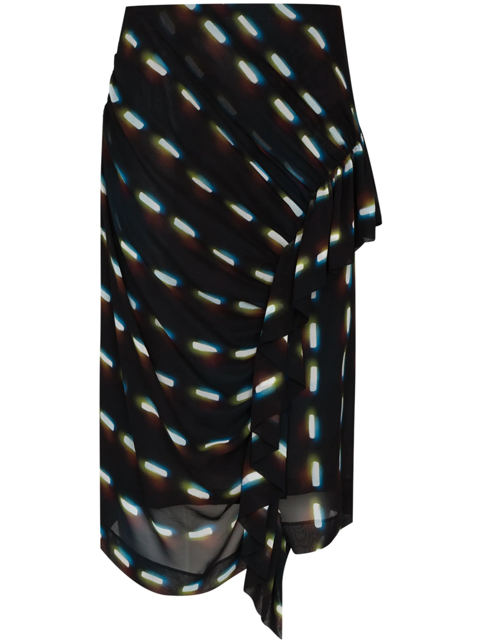 draped-detail silk midi skirt