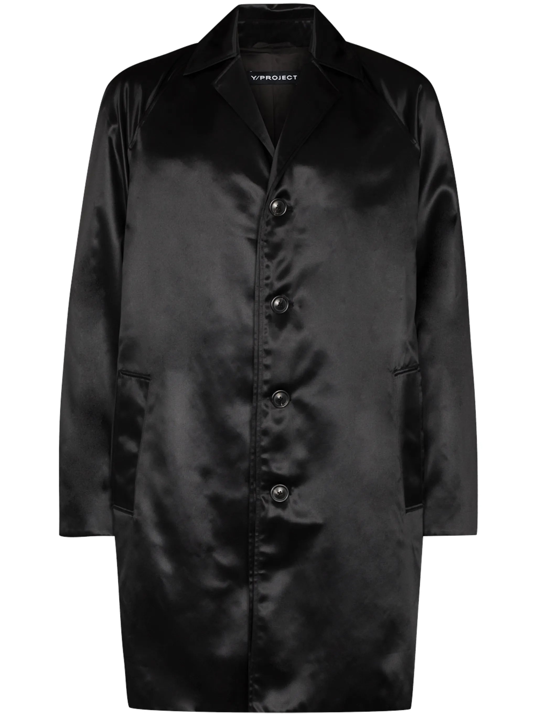 single-breasted satin overcoat
