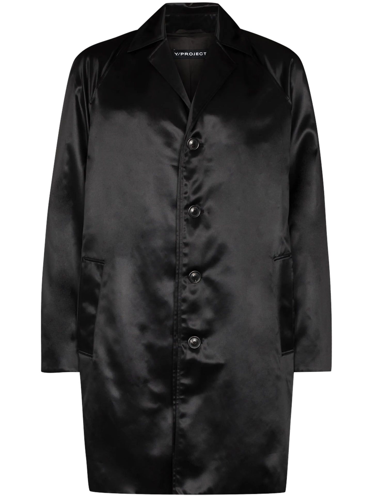 single-breasted satin overcoat