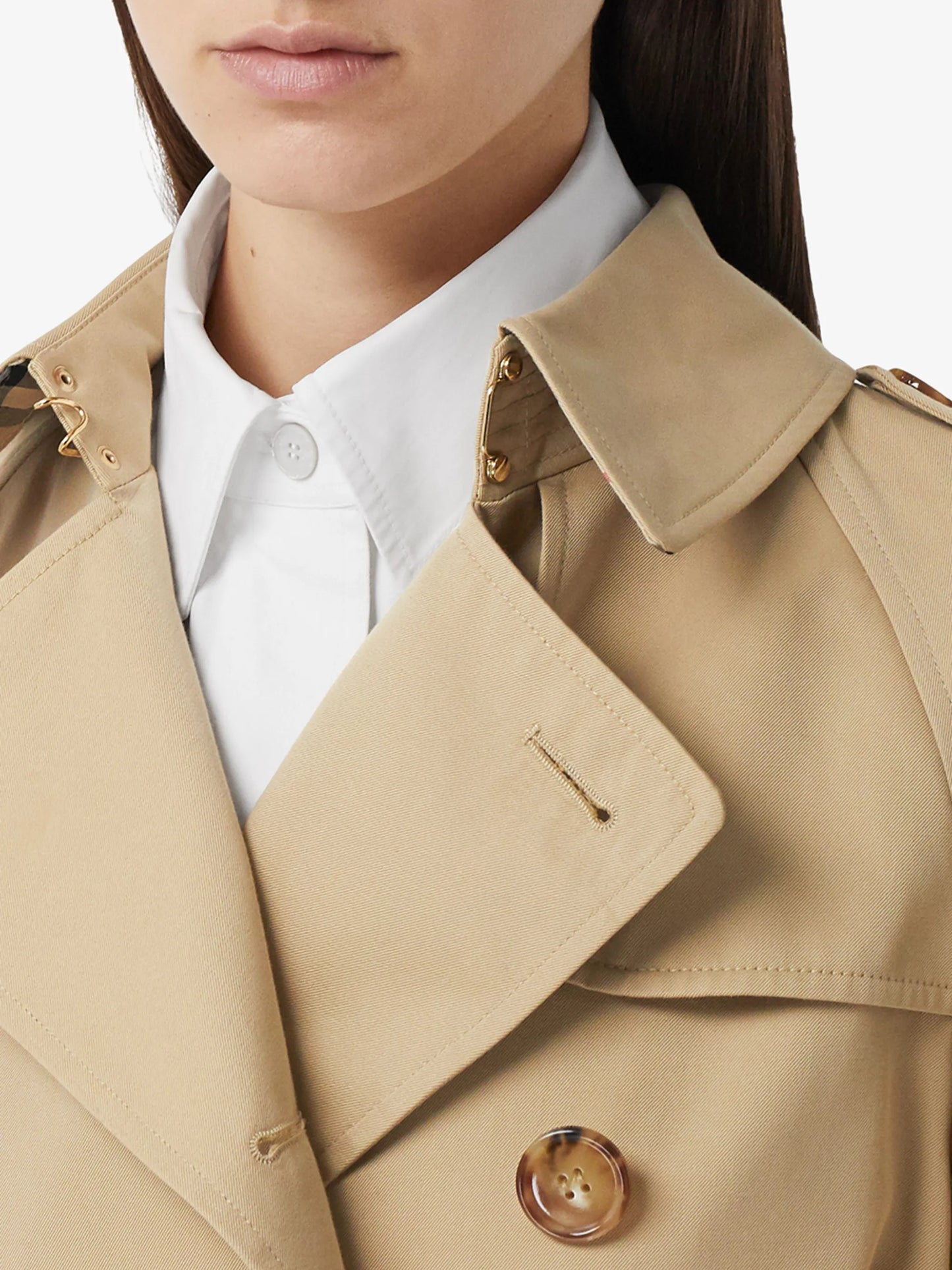 logo-print double-breasted trench coat