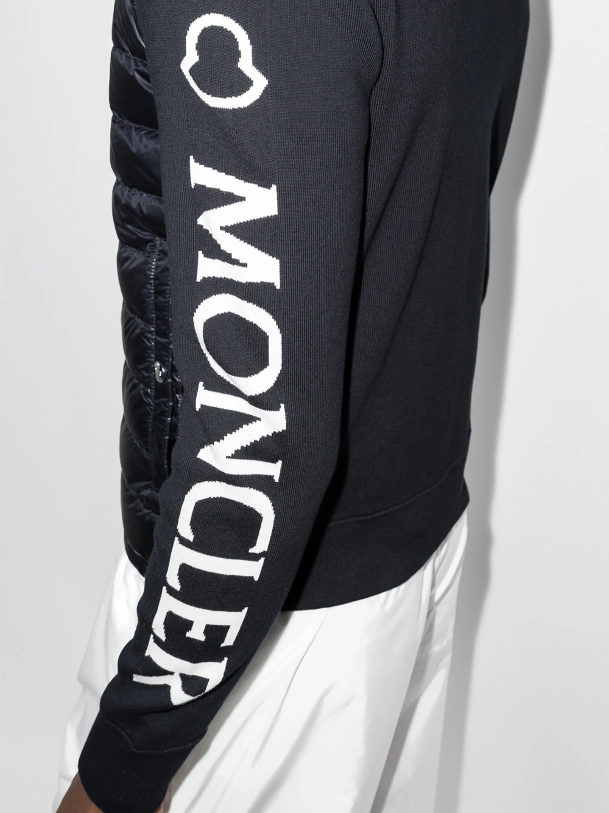 logo print quilted zipped jacket