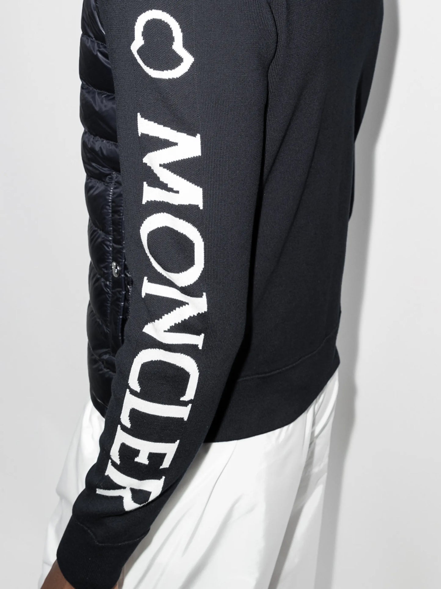 logo print quilted zipped jacket