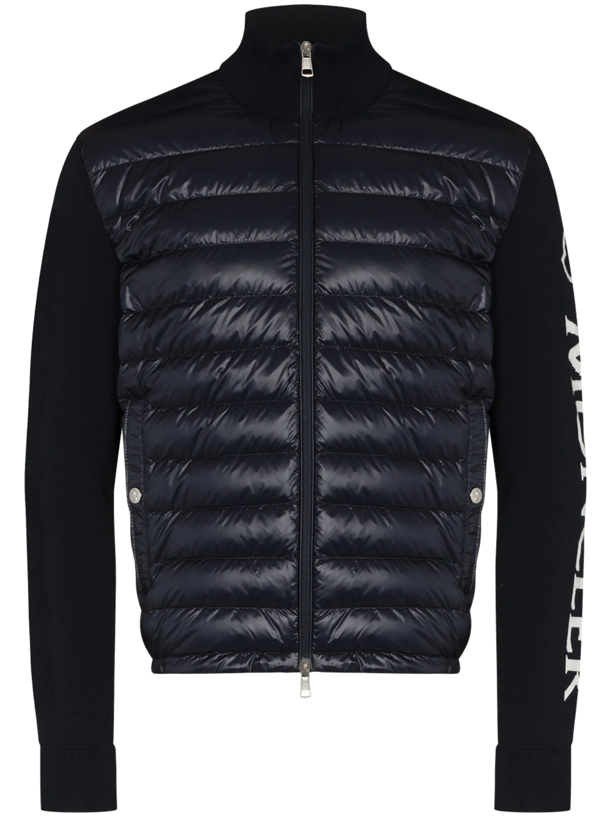 logo print quilted zipped jacket
