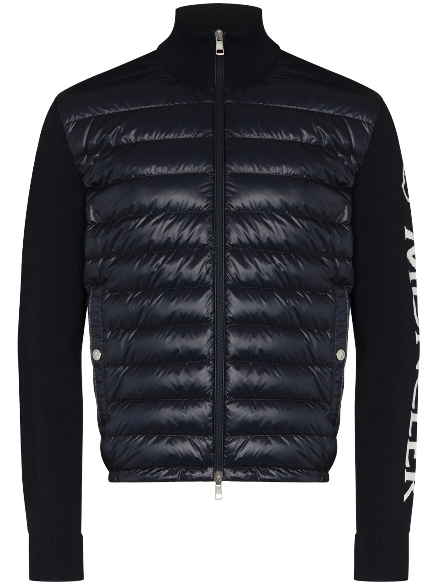 logo print quilted zipped jacket