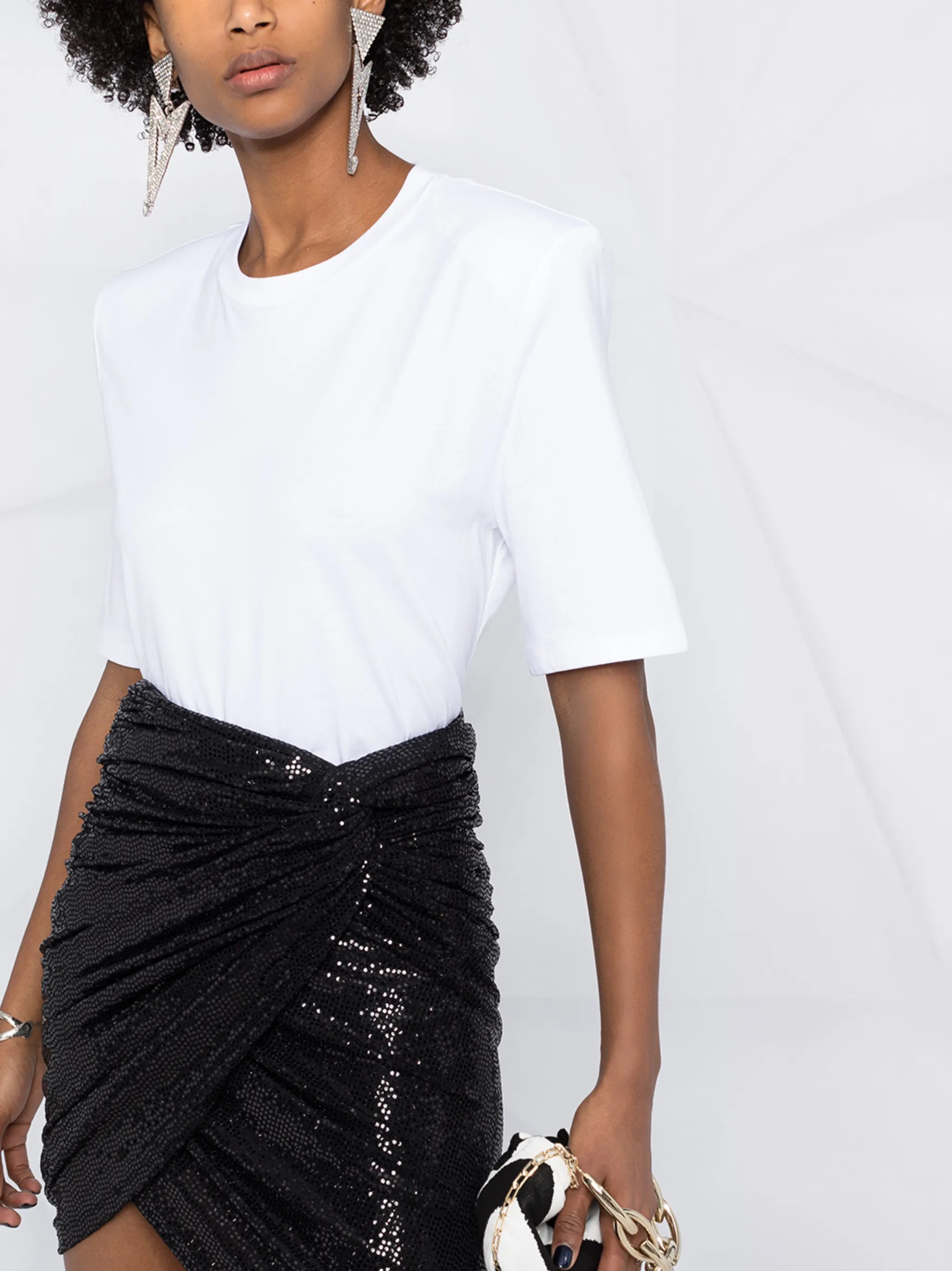 shoulder-padded T-shirt