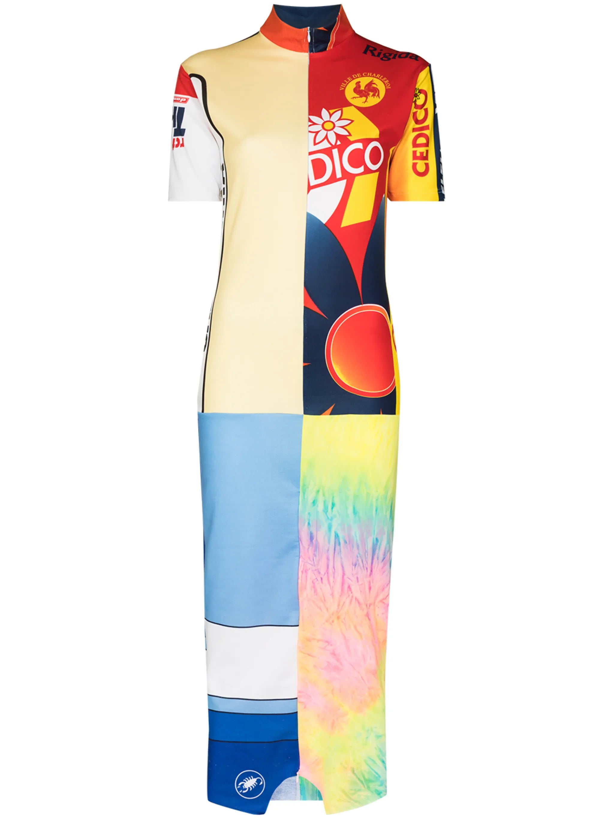 Focus patchwork print midi dress
