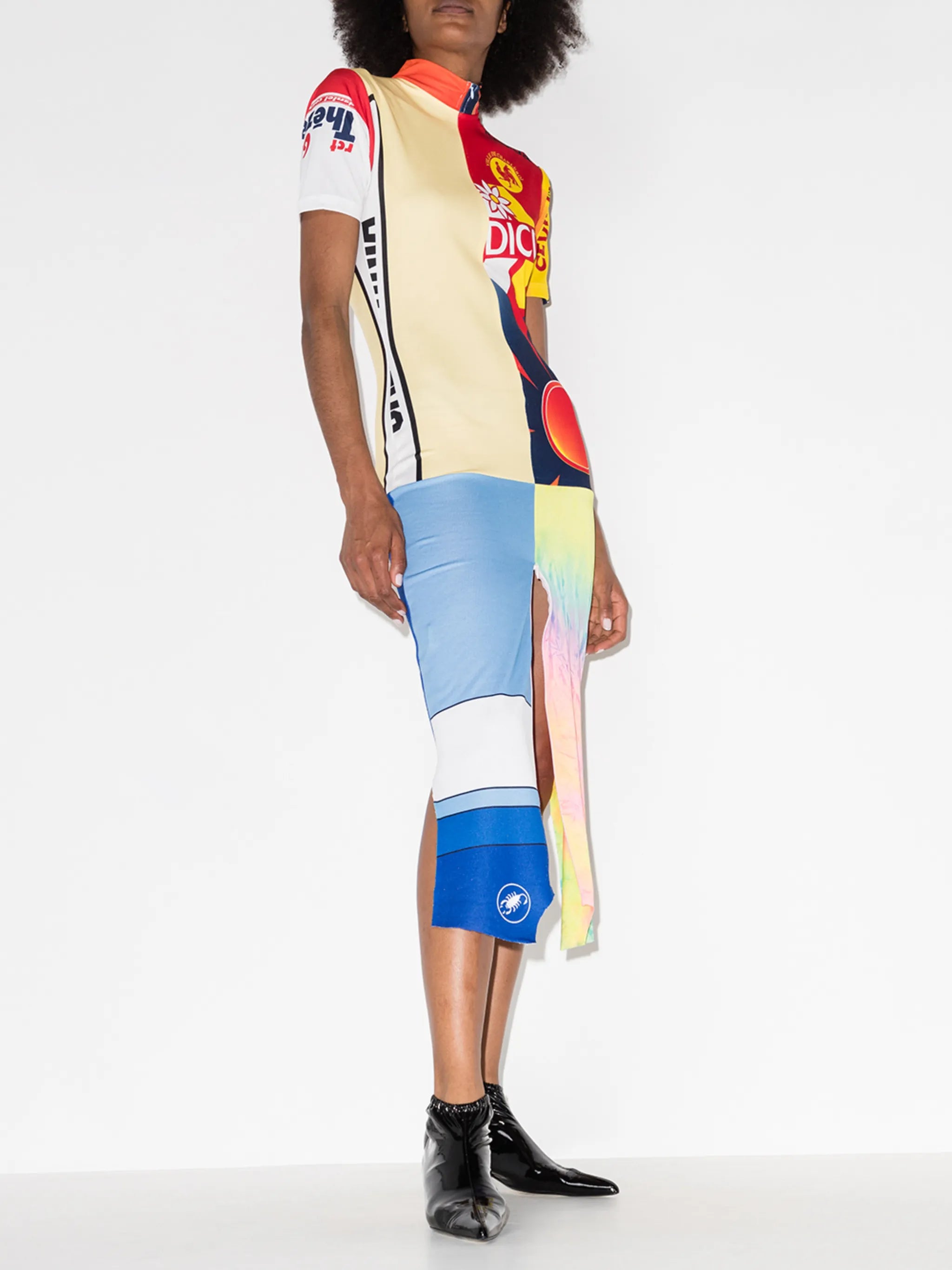 Focus patchwork print midi dress