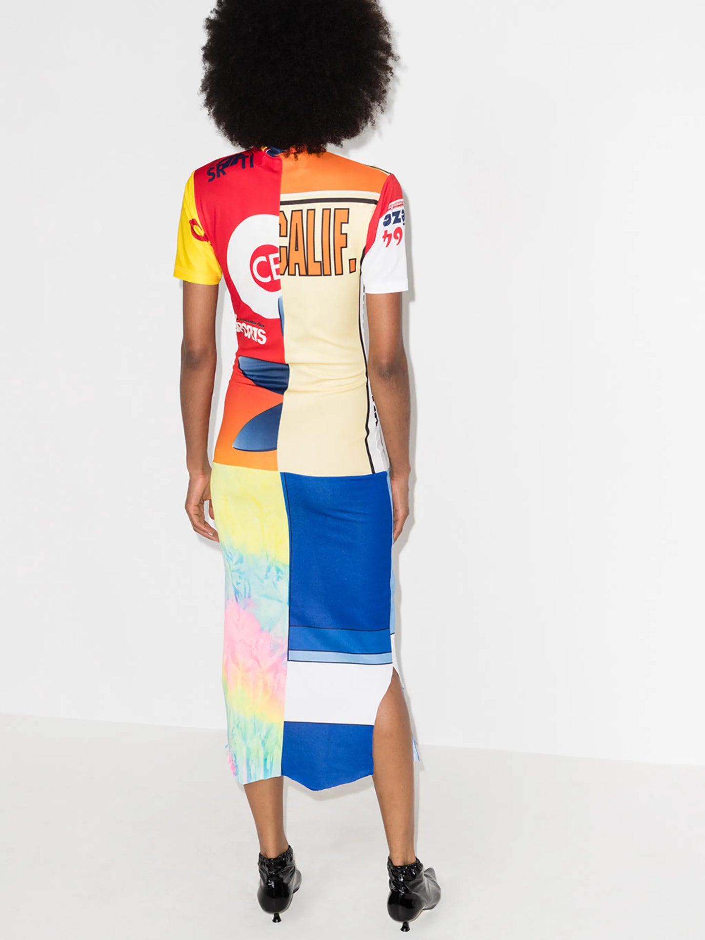 Focus patchwork print midi dress