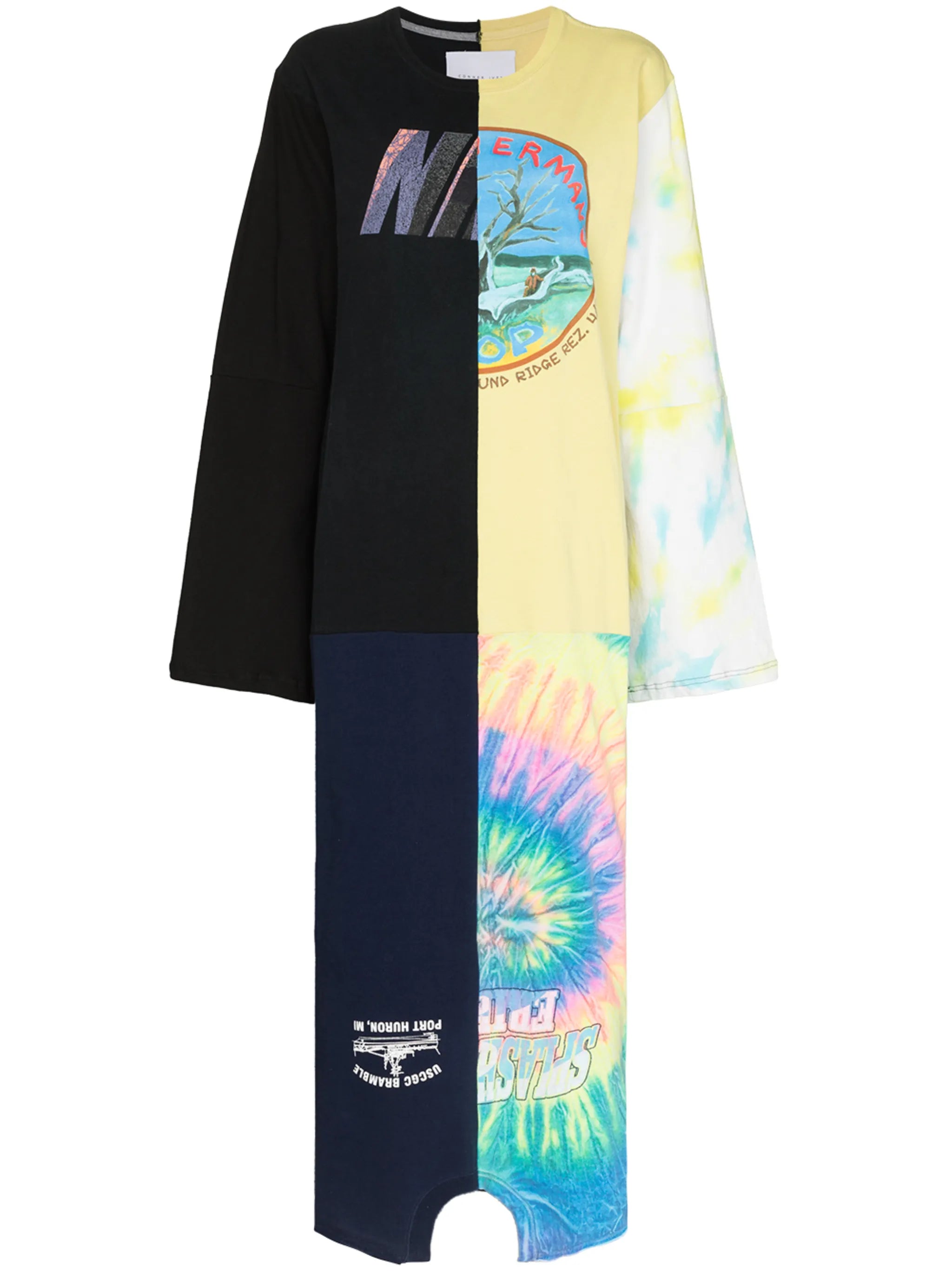 graphic-print panelled midi dress