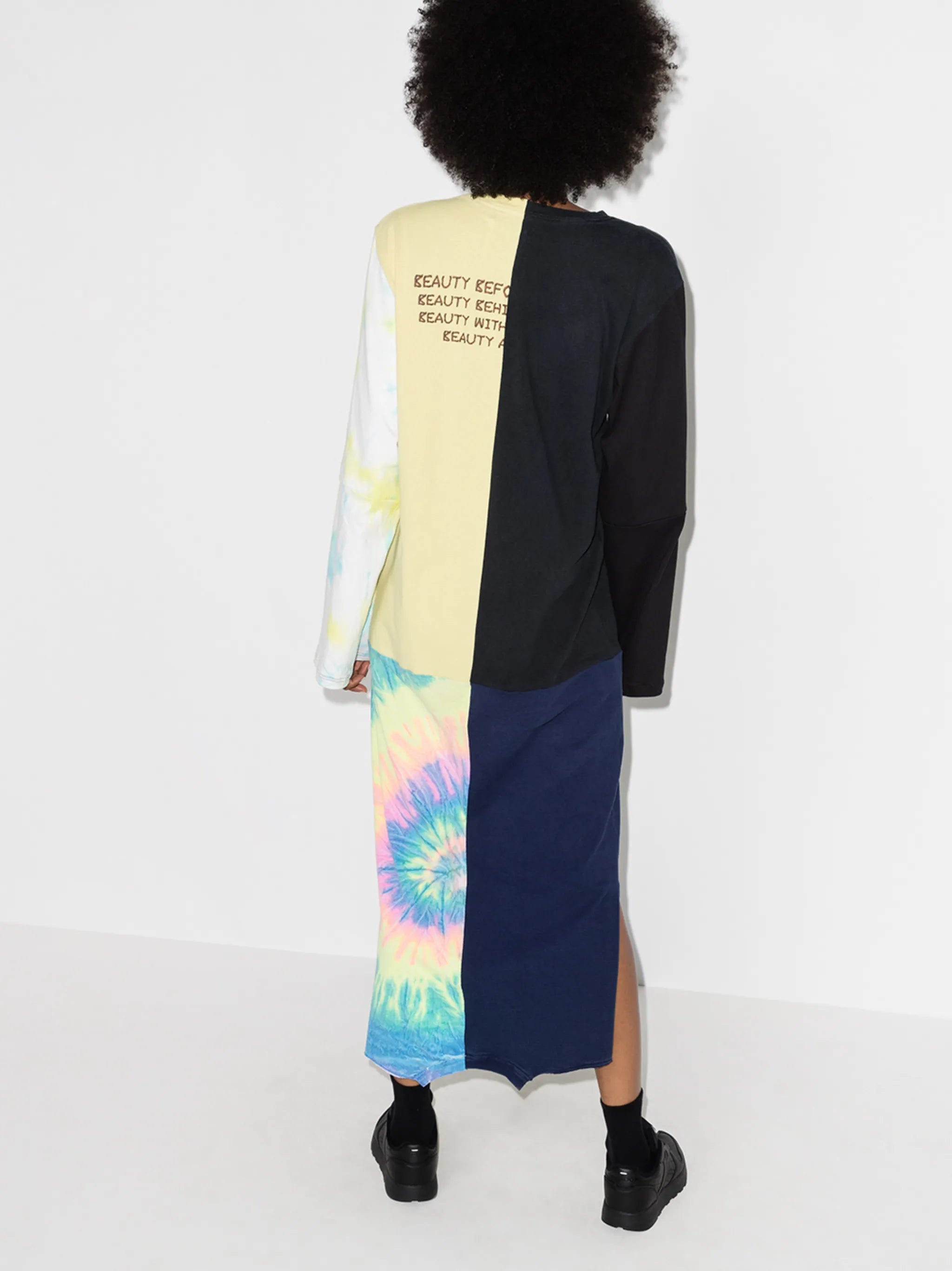 graphic-print panelled midi dress