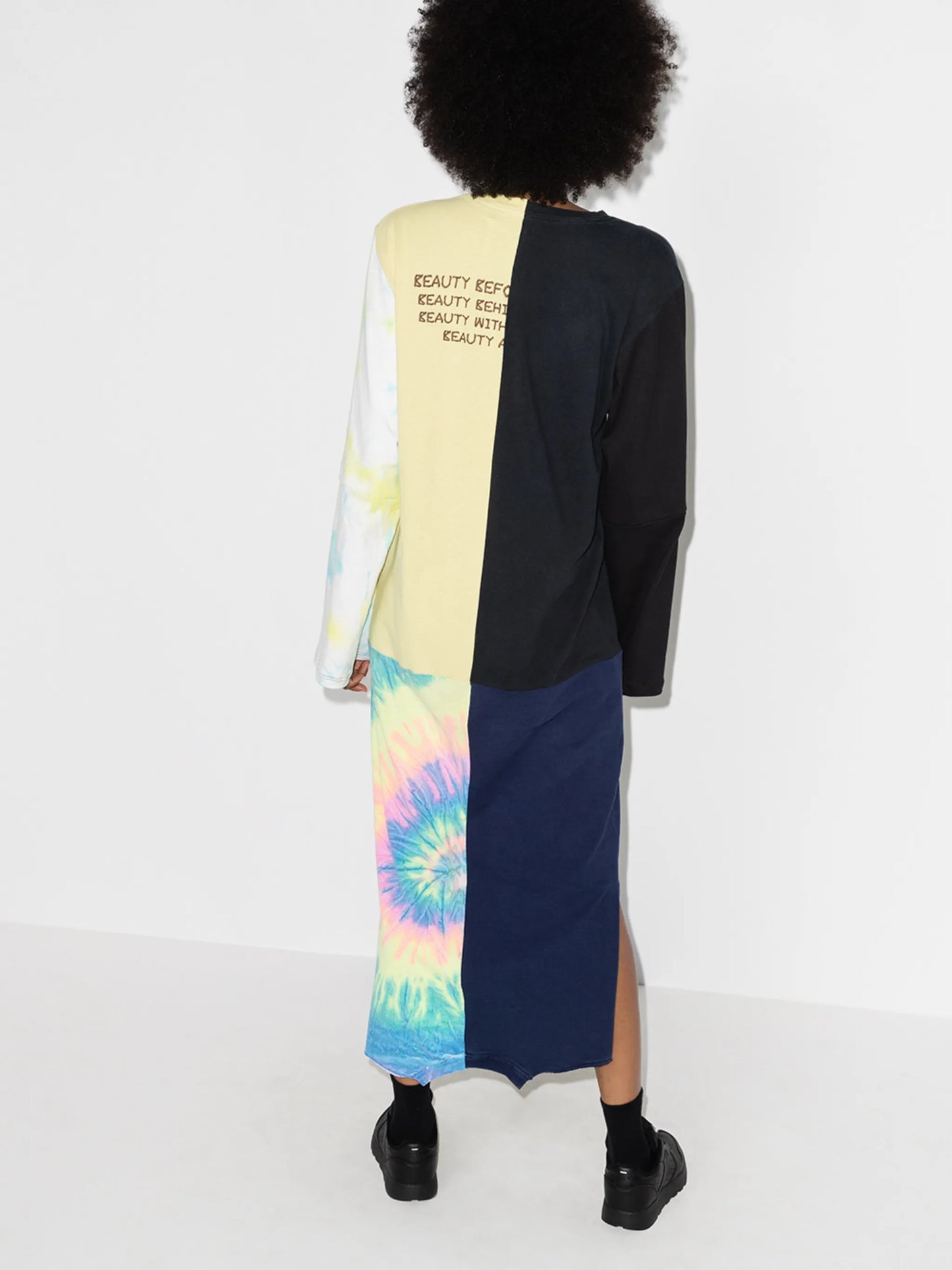 graphic-print panelled midi dress