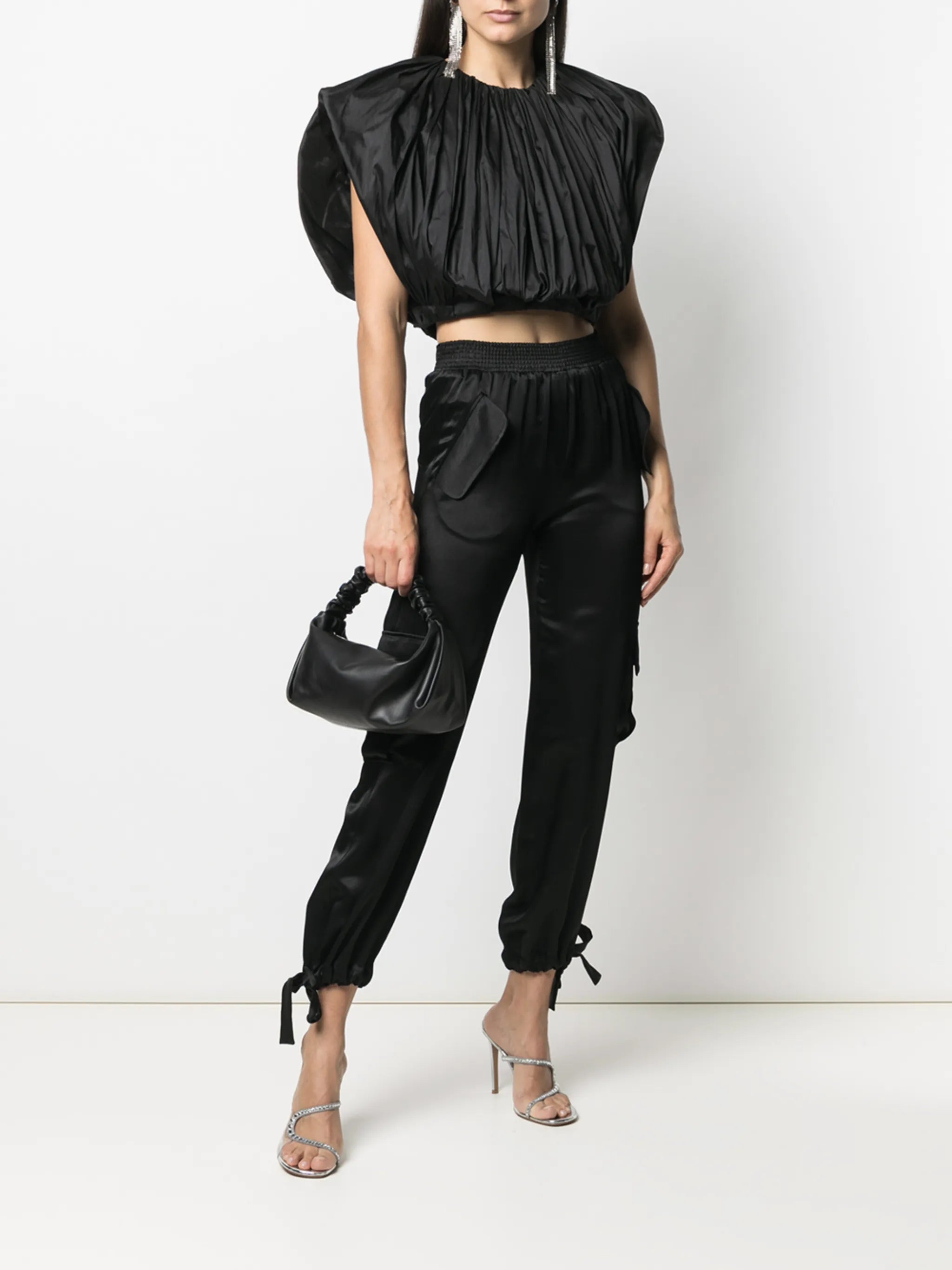 Scrunchie leather tote bag