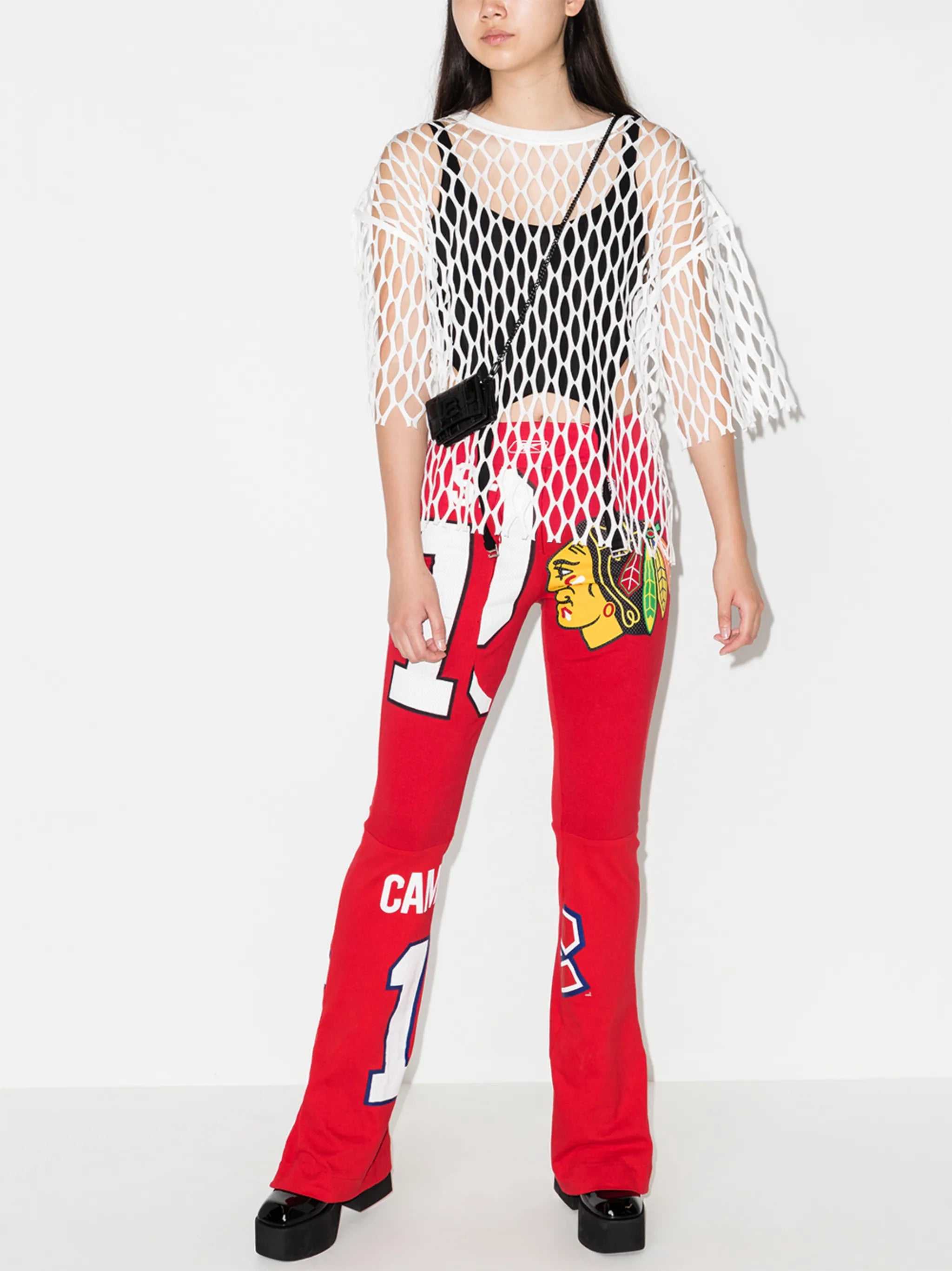 graphic-print flared trousers