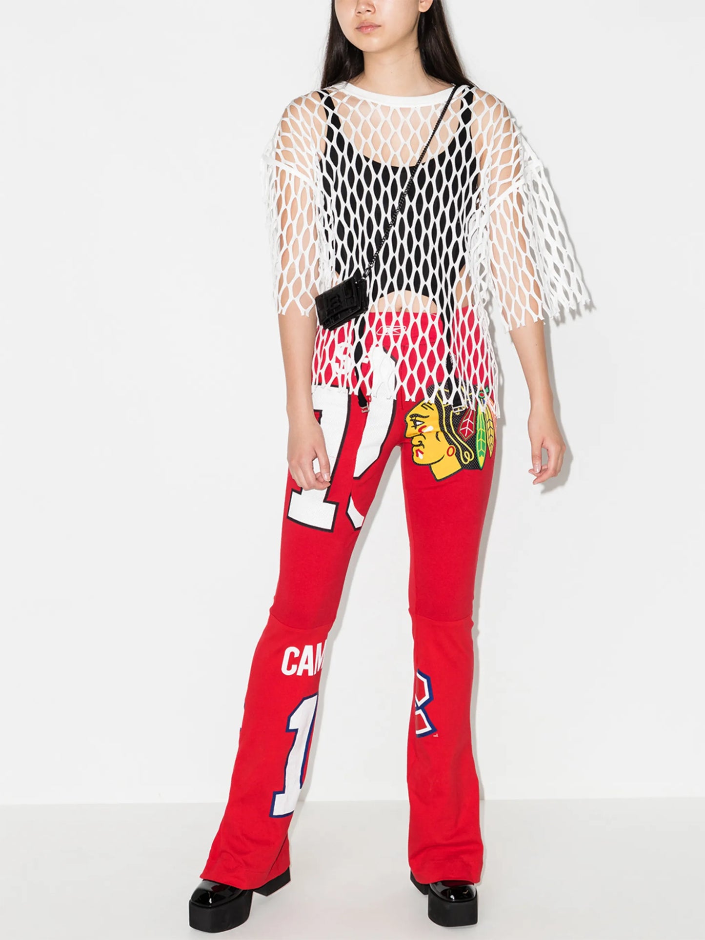graphic-print flared trousers
