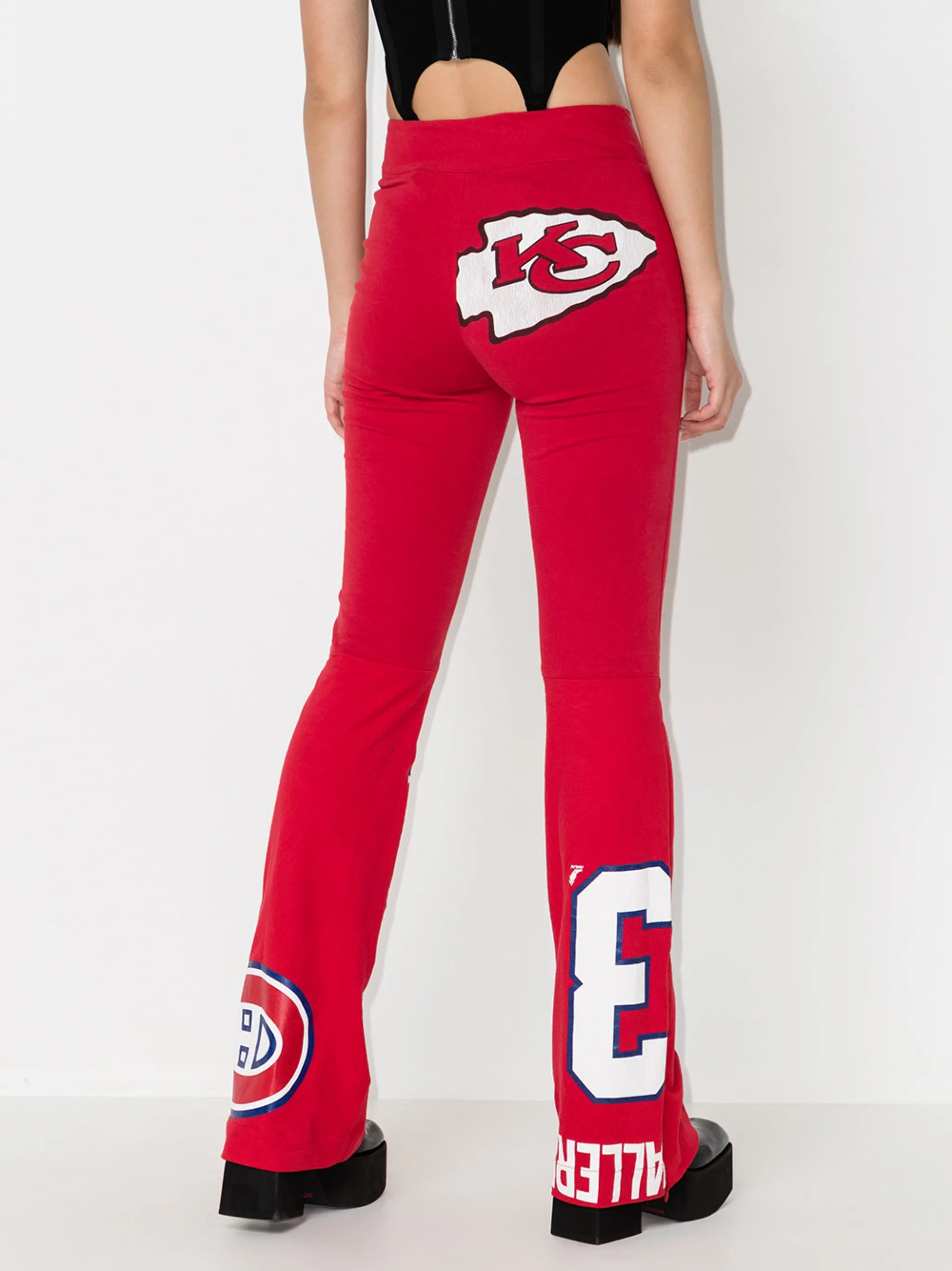 graphic-print flared trousers