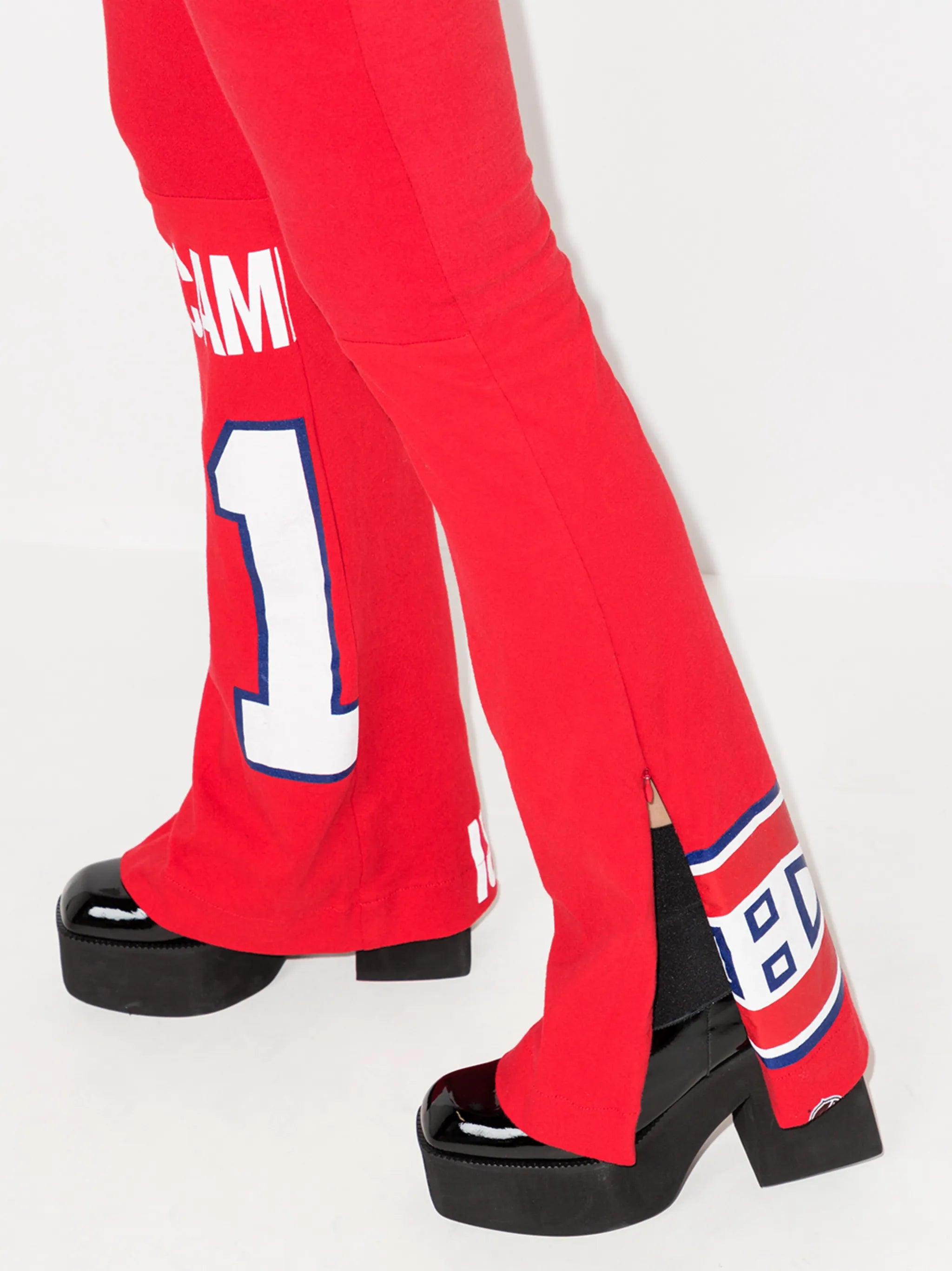 graphic-print flared trousers
